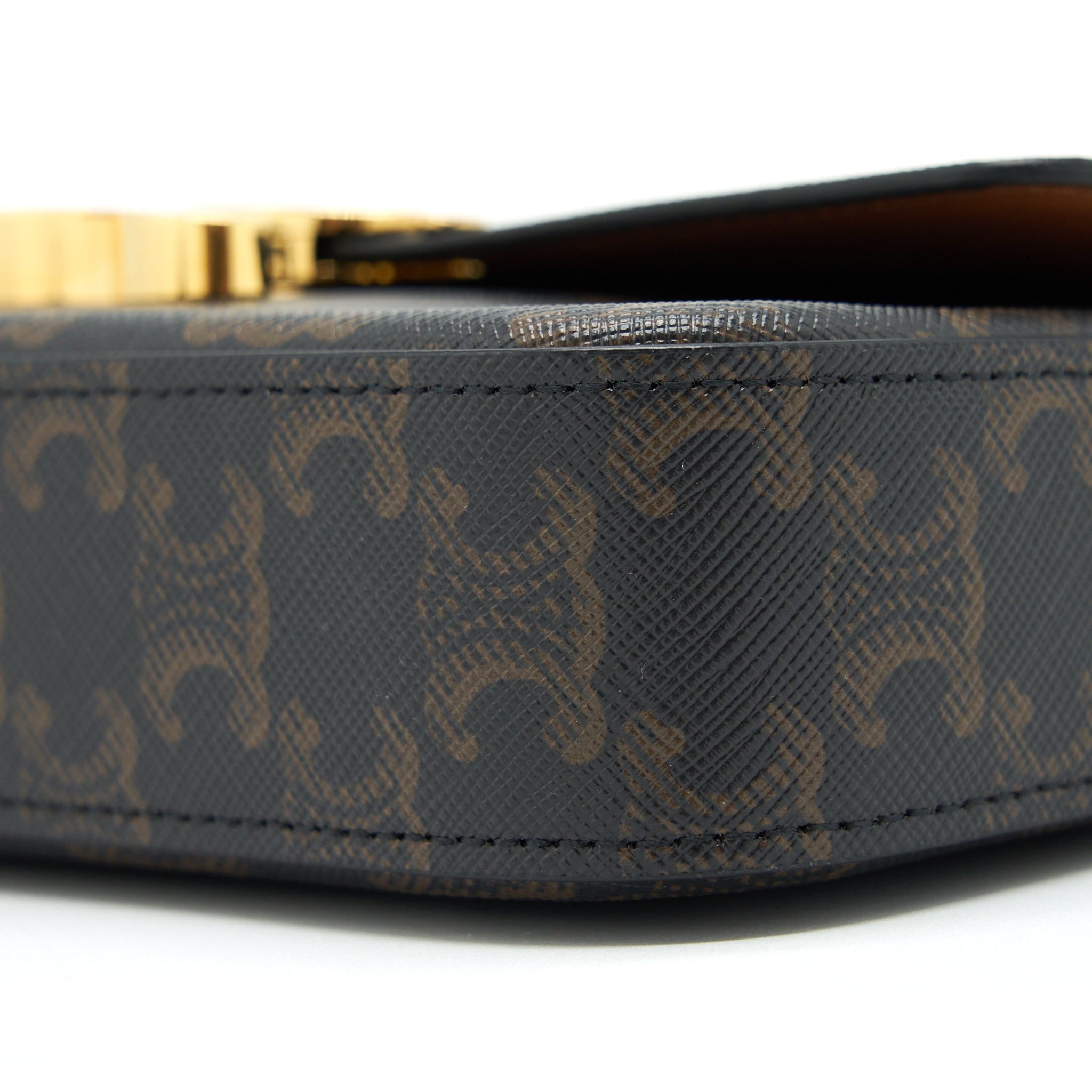 CELINE TRIOMPHE SHOULDER BAG TRIOMPHE CANVAS/CALFSKIN TAN GHW