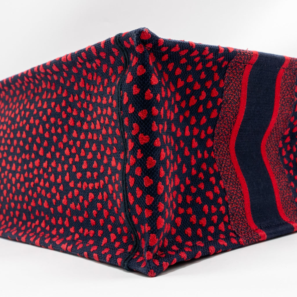 DIOR MEDIUM DIOR BOOK TOTE I LOVE PARIS CANVAS RED / NAVY