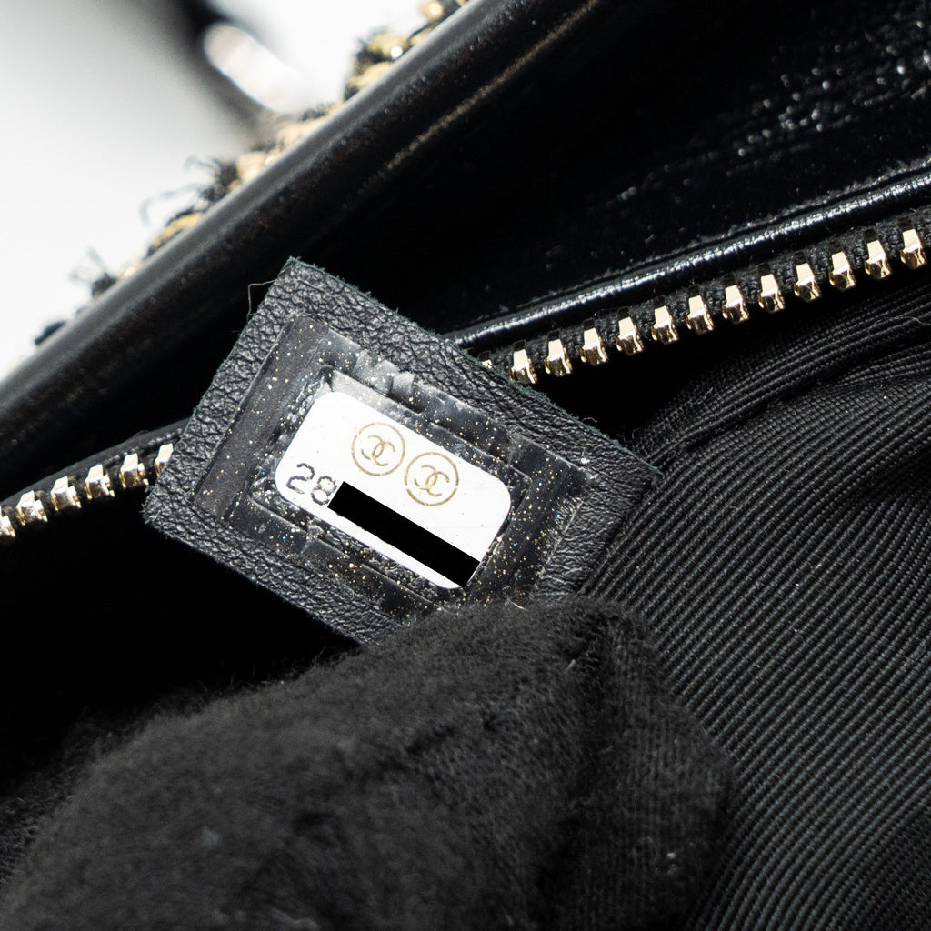 CHANEL SMALL GABRIELLE HOBO BAG LIMITED EDITION FABRIC/CALFSKIN BLACK / GOLD MULTICOLOUR HARDWARE