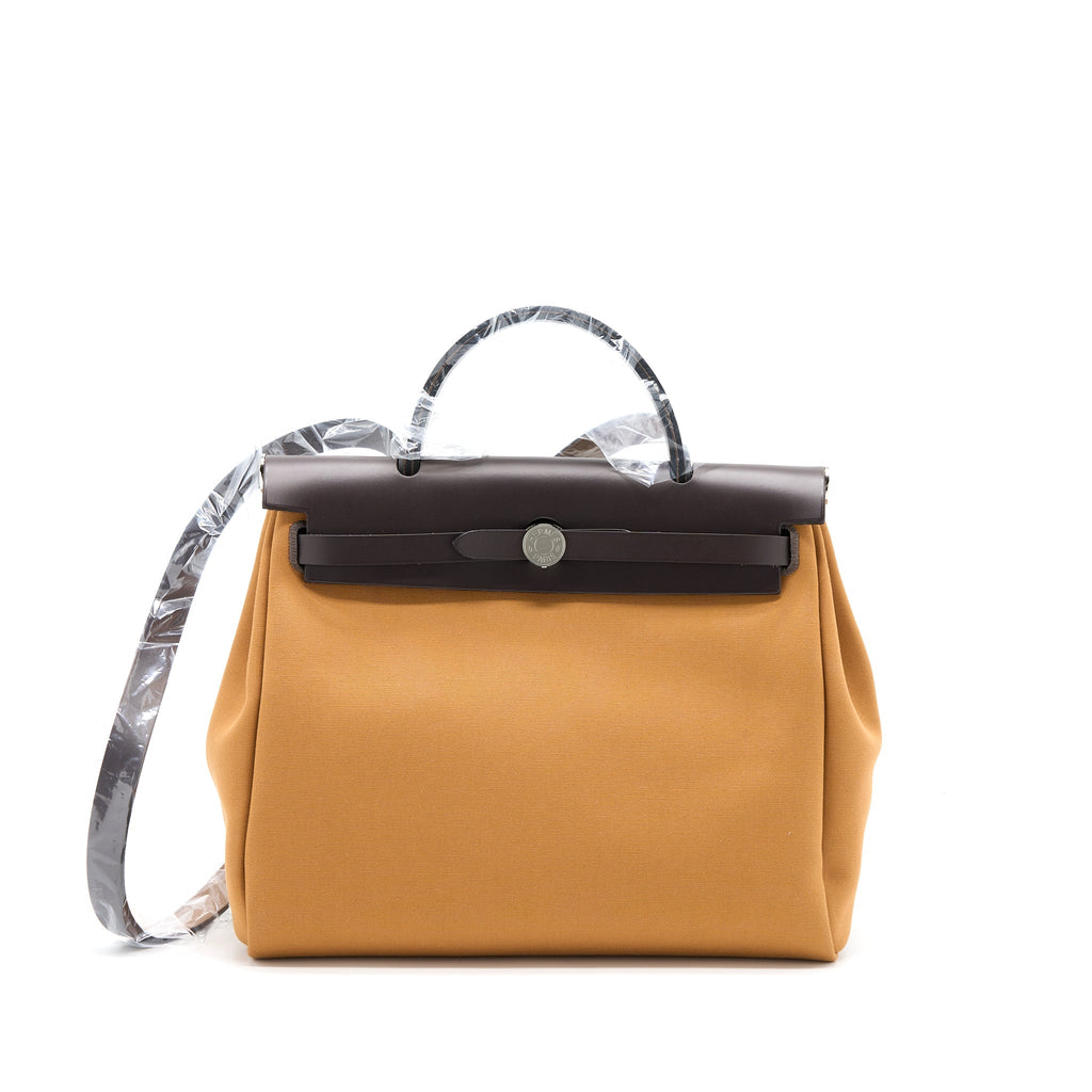 HERMES HERBAG ZIP 31 LEATHER/CANVAS EBENE/ETOUOPE/DUNE SHW