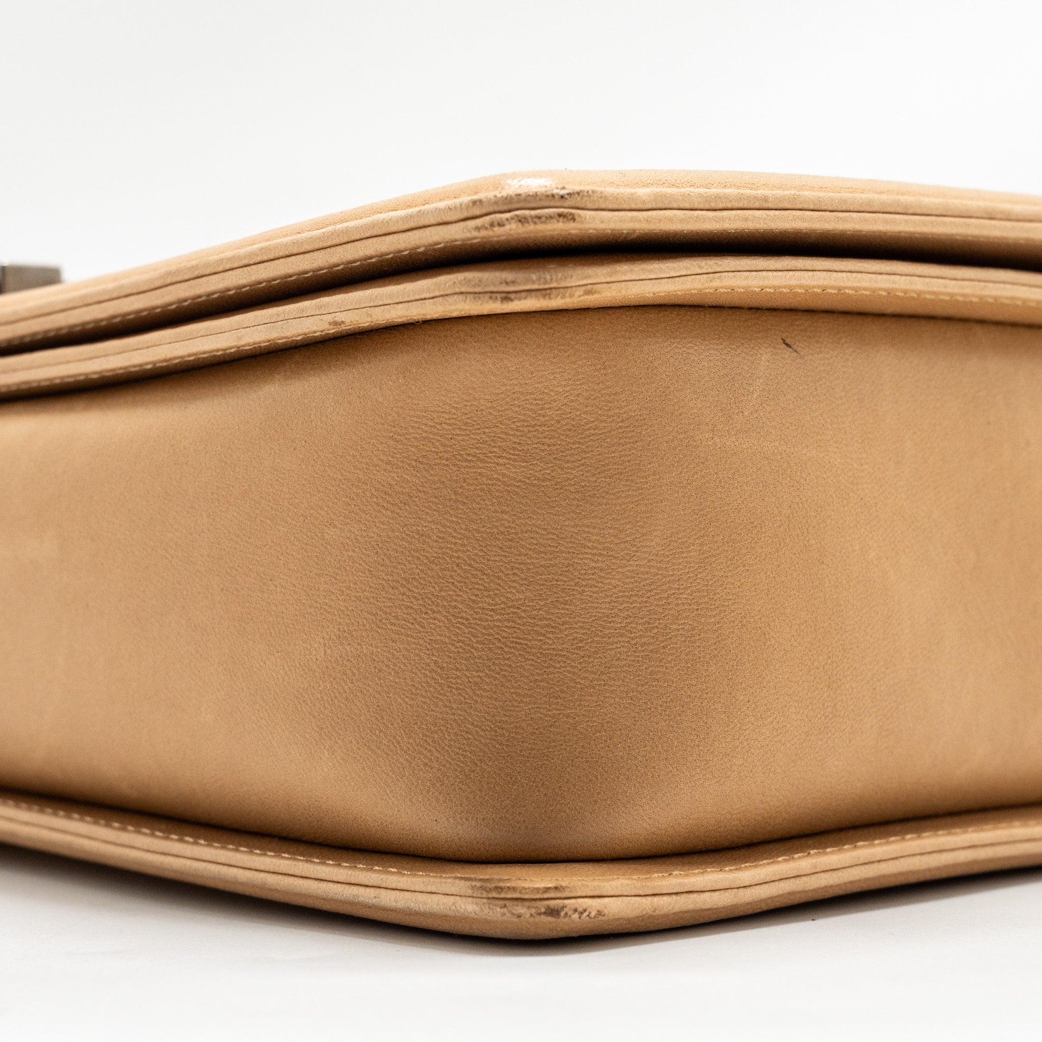 CHANEL LARGE BOY BAG LAMBSKIN BEIGE RUTHENIUM HARDWARE