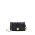 CHANEL PEARL CRUSH MINI RECTANGULAR FLAP BAG LAMBSKIN BLACK GHW (MICROCHIP)