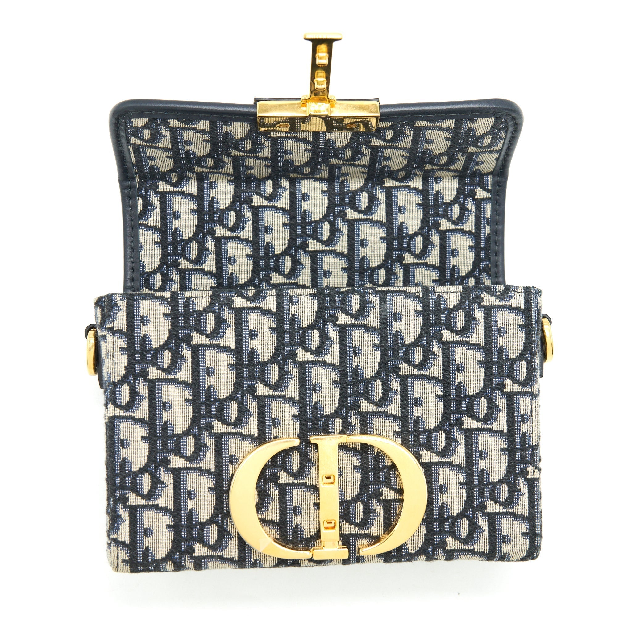 DIOR 30 MONTAIGNE BOX BAG BLUE OBLIQUE JACQUARD GHW
