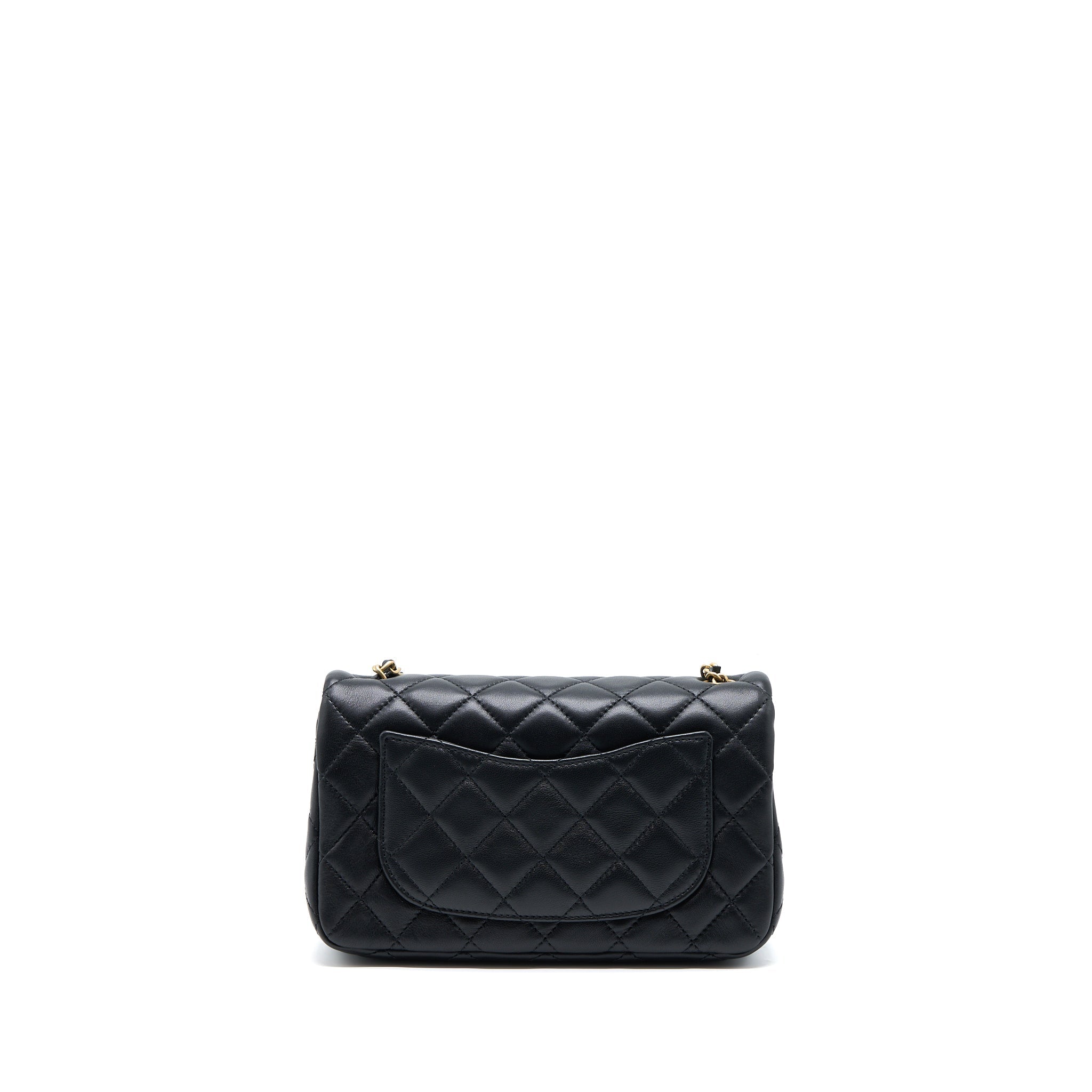 CHANEL PEARL CRUSH MINI RECTANGULAR FLAP BAG LAMBSKIN BLACK GHW (MICROCHIP)