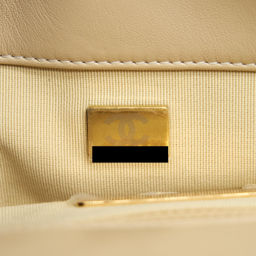 CHANEL MEDIUM 19 BAG QUILTED GOATSKIN LEATHER LIGHT BEIGE GOLD/SILVER HARDWARE (MICROCHIP)