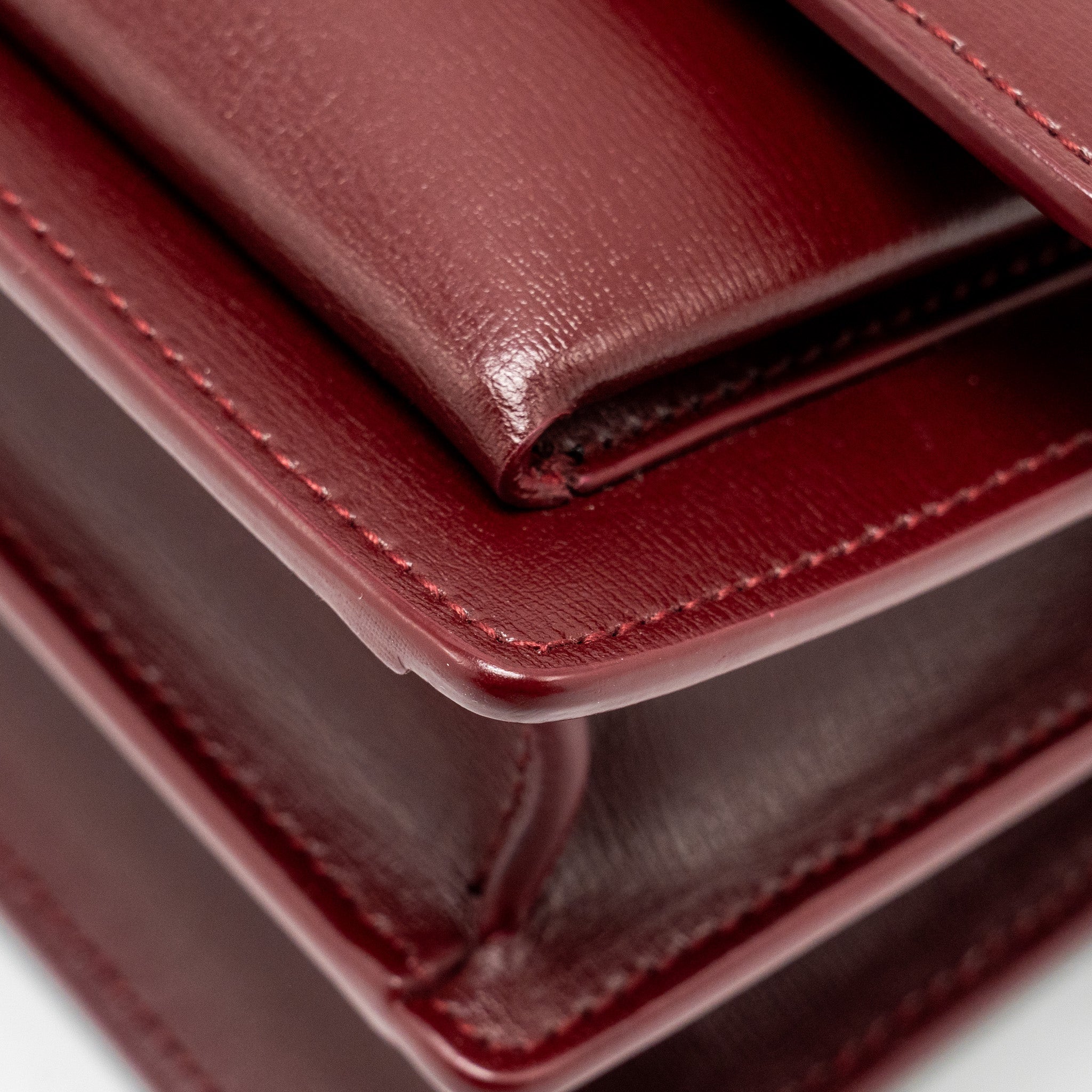 SAINT LAURENT/YSL SUNSET BAG CALFSKIN BURGUNDY SHW