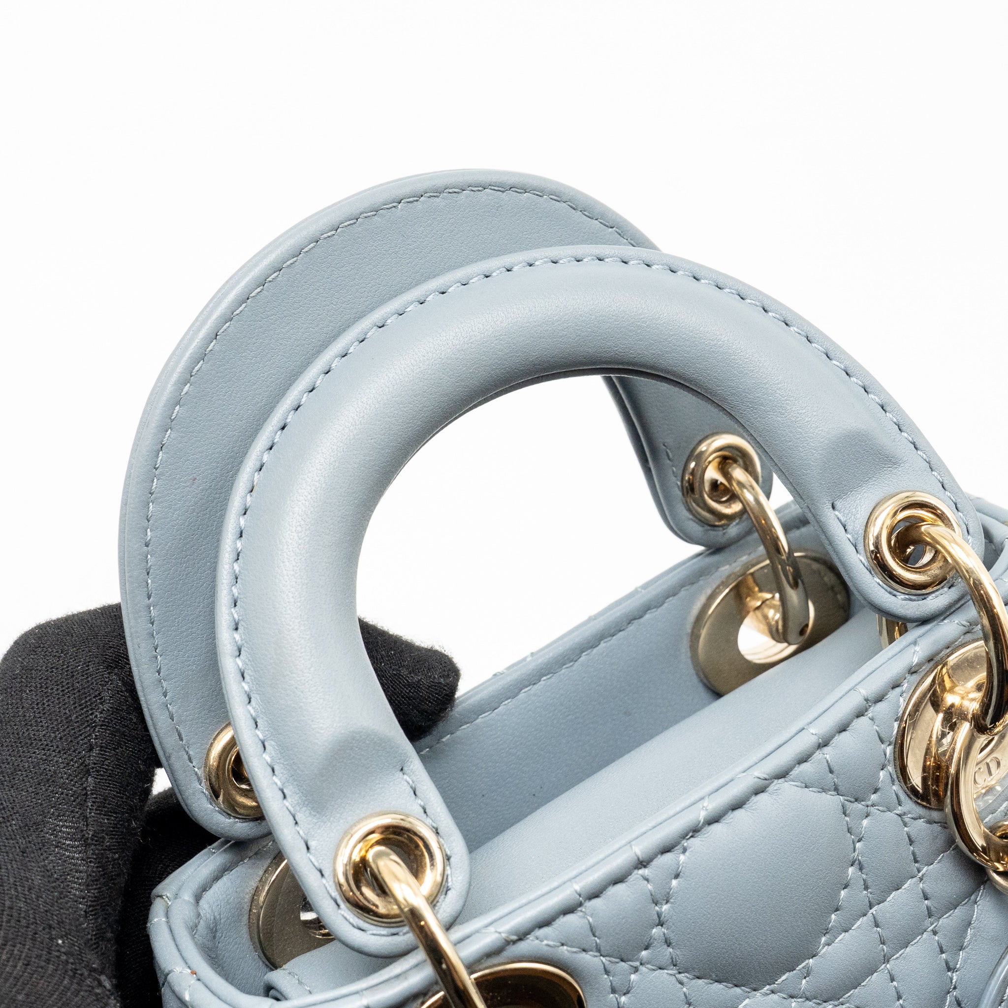 DIOR MICRO LADY DIOR CANNAGE LAMBSKIN GREY LGHW