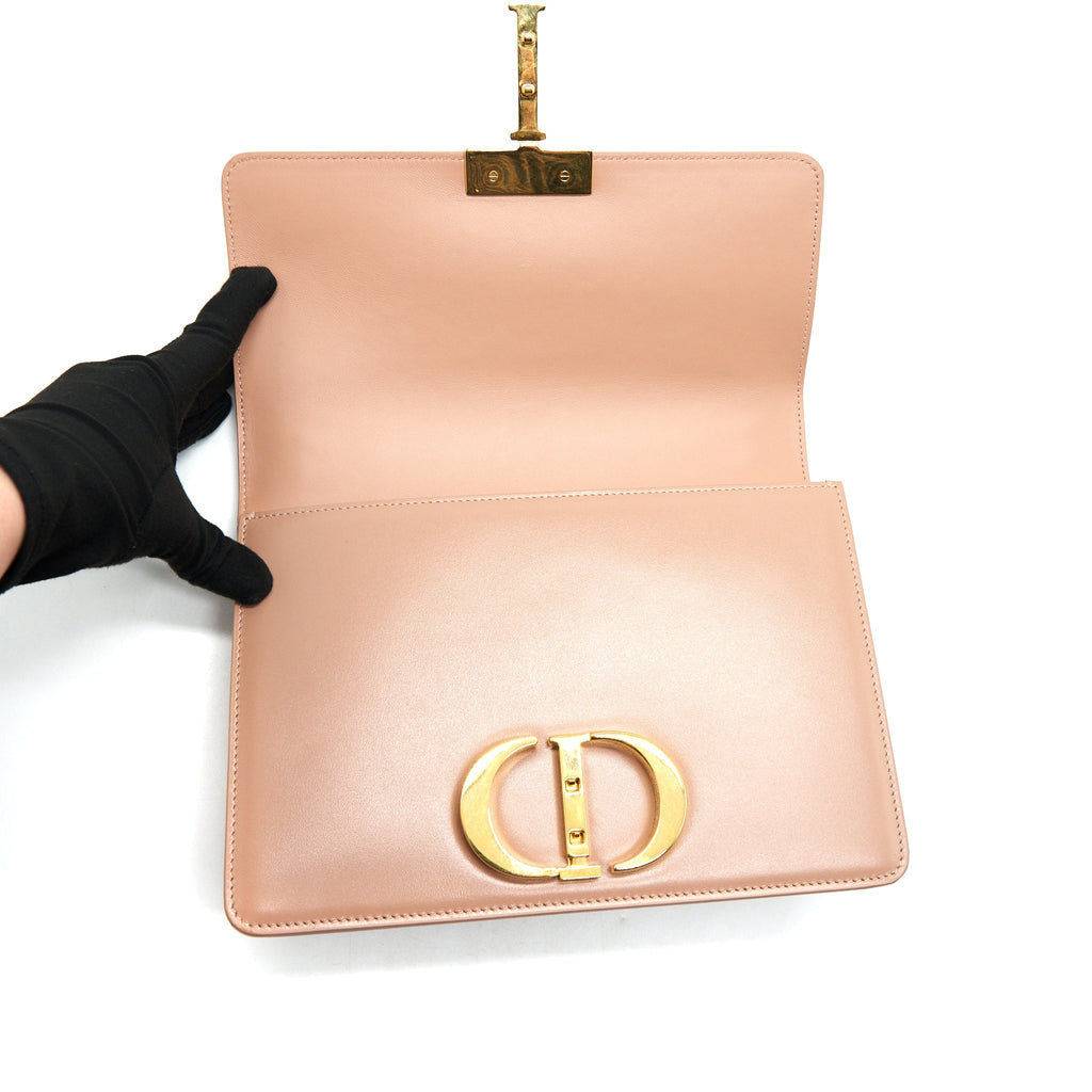 DIOR MONTAIGNE 24 MEDIUM FLAP BAG BEIGE PINK WITH GHW