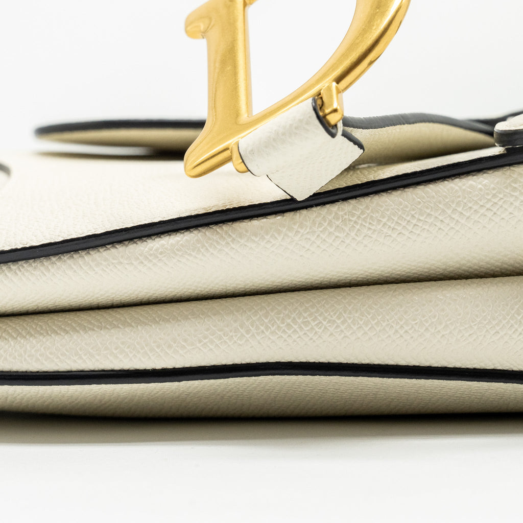 DIOR MEDIUM SADDLE BAG CALFSKIN WHITE GHW