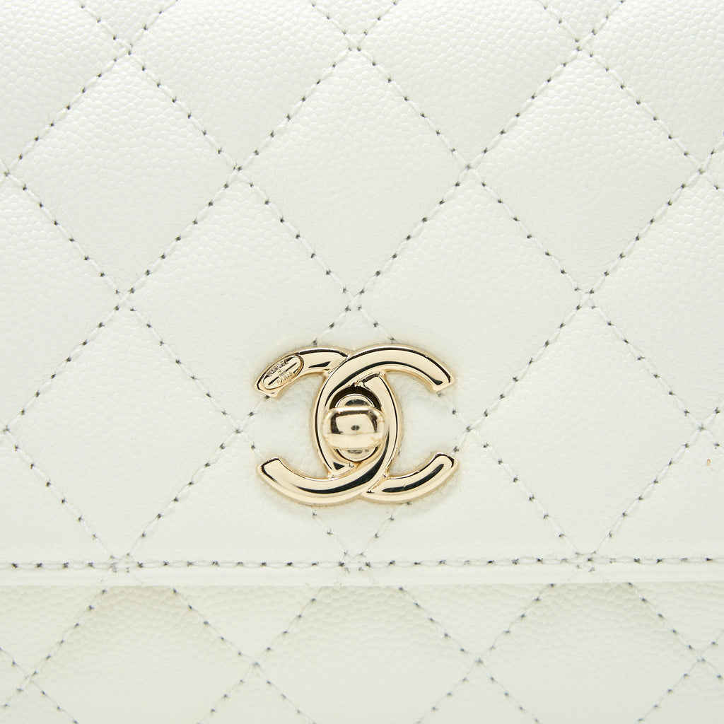 CHANEL SMALL COCO HANDLE CAVIAR WHITE LGHW (MICROCHIP)
