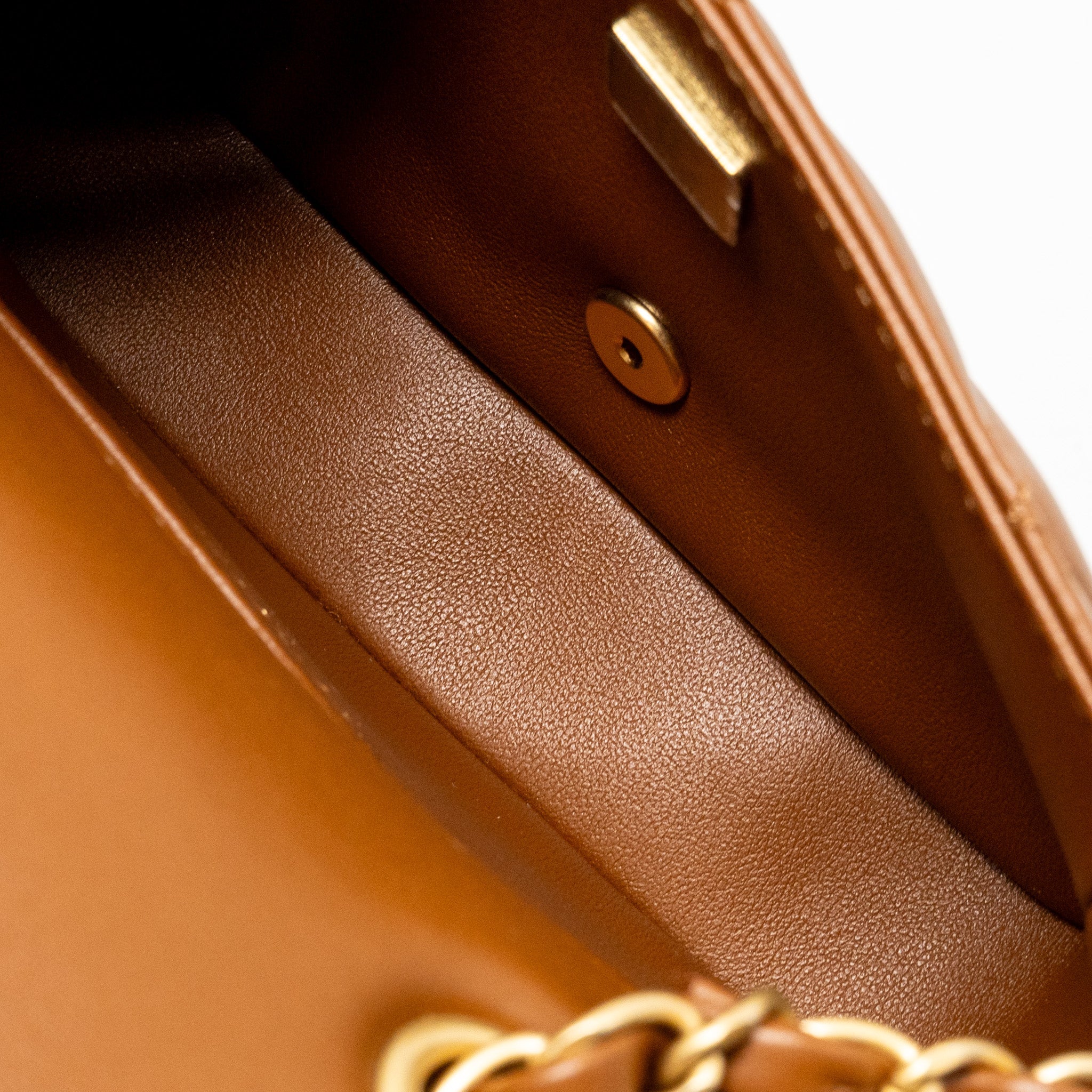 CHANEL MINI SHEARLING FLAP BAG LAMBSKIN DARK BROWN GHW (MICROCHIP)