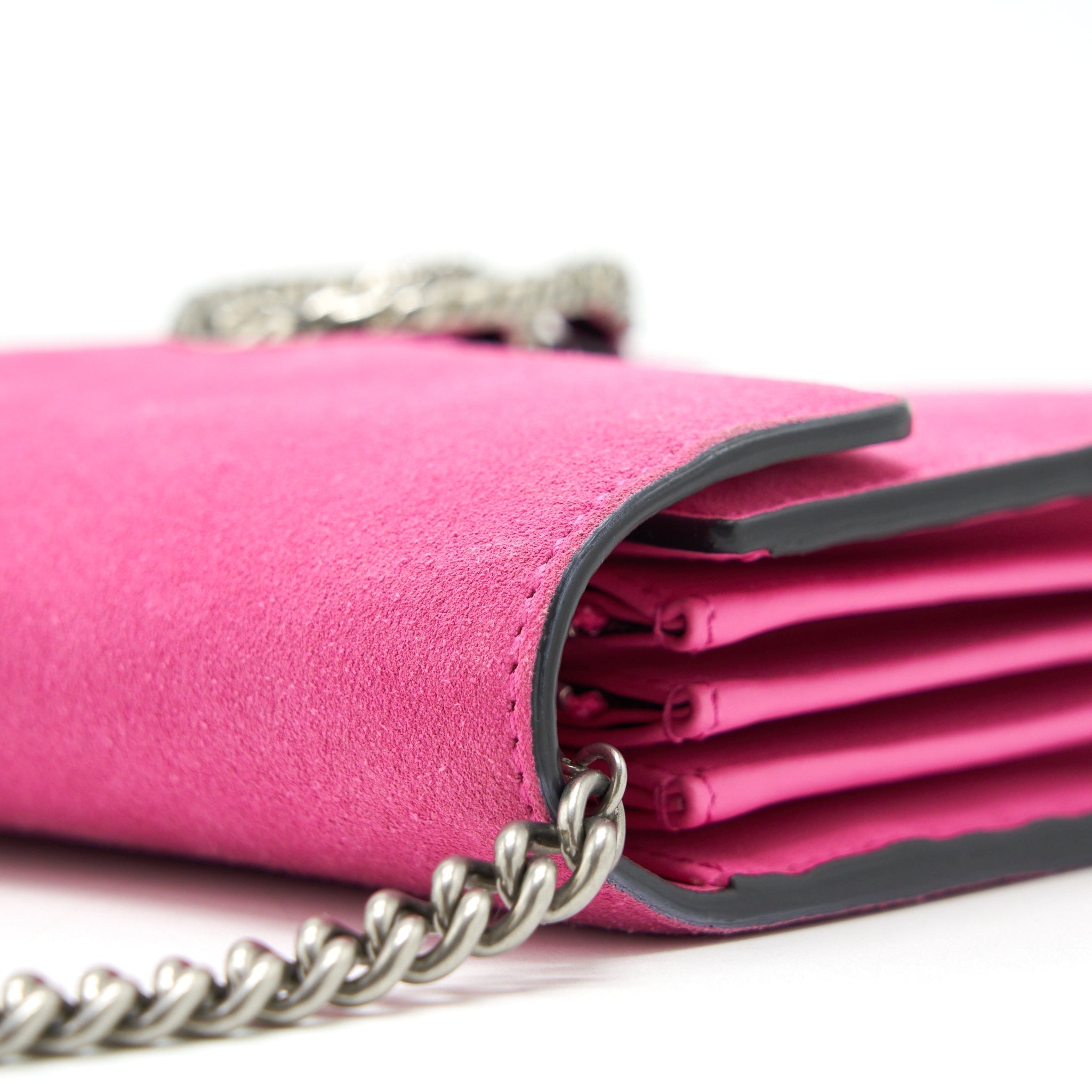 GUCCI DIONYSUS MINI CHAIN BAG SUEDE PINK SHW