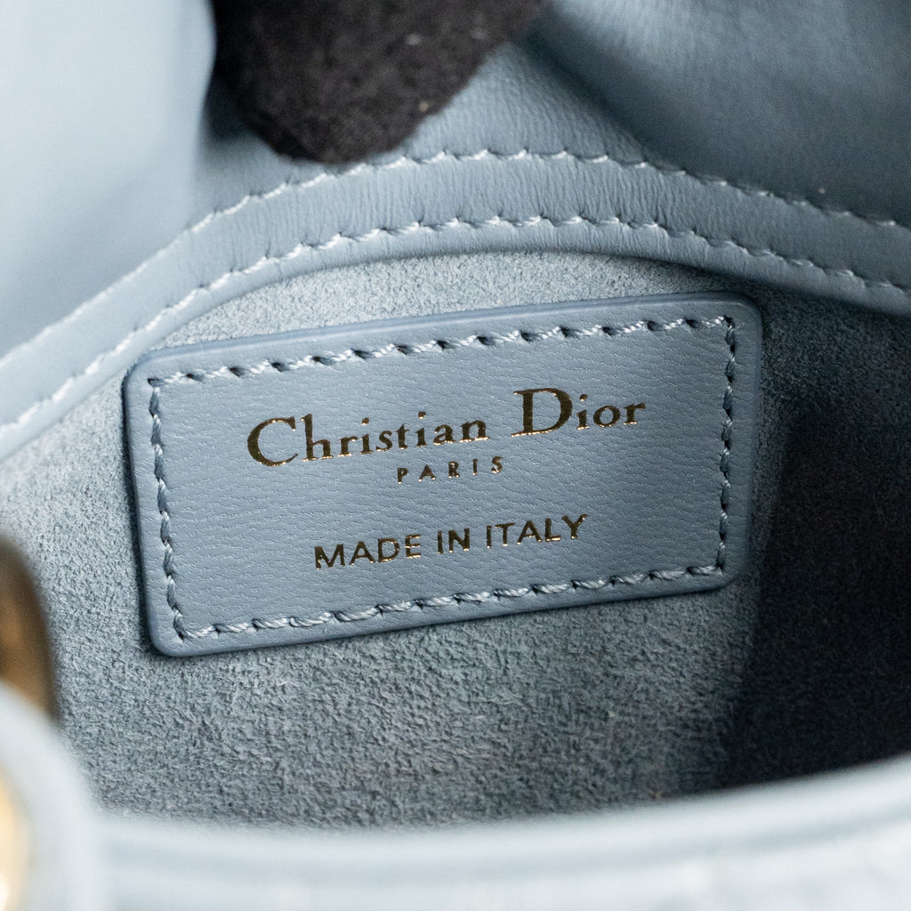 DIOR MICRO LADY DIOR CANNAGE LAMBSKIN GREY LGHW