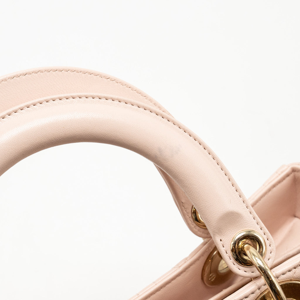 DIOR MEDIUM LADY DIOR LAMBSKIN LIGHT PINK LGHW