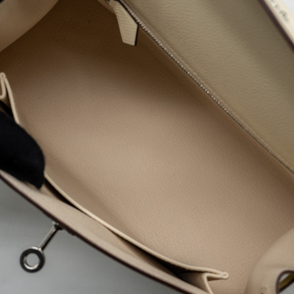 HERMES KELLY 25 EPSOM NATA / JAUNE POUSSIN / SESAME SHW