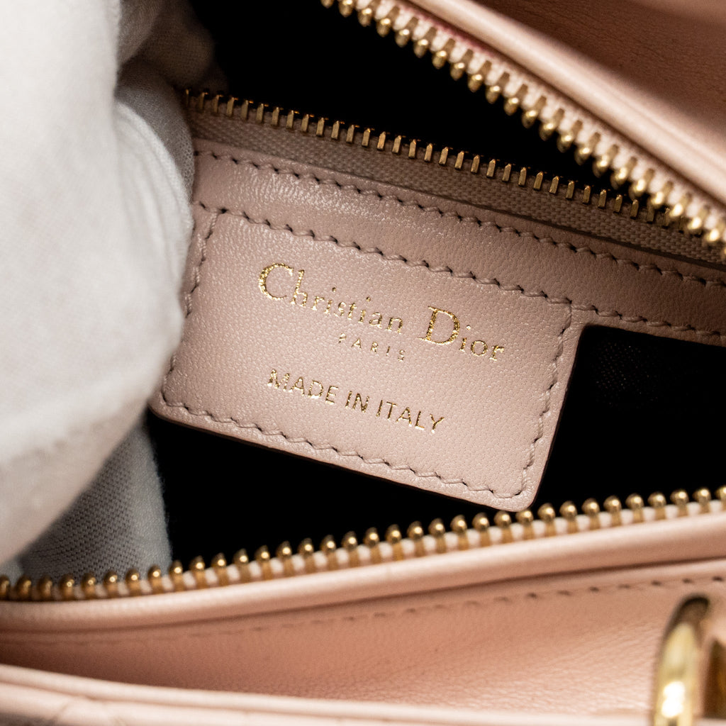 DIOR MEDIUM LADY DIOR LAMBSKIN LIGHT PINK LGHW