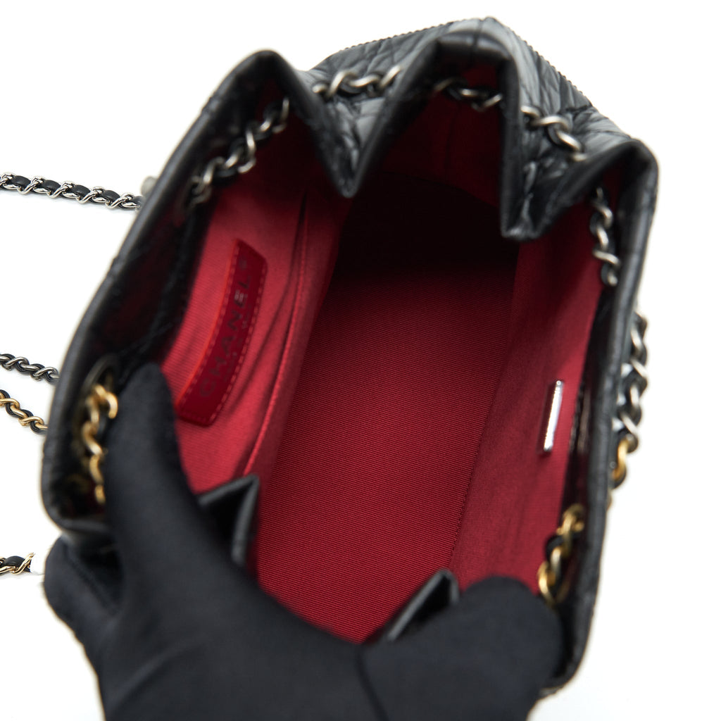 CHANEL SMALL GABRIELLE BACKPACK CALFSKIN BLACK WITH MULTICOLOUR HARDWARE