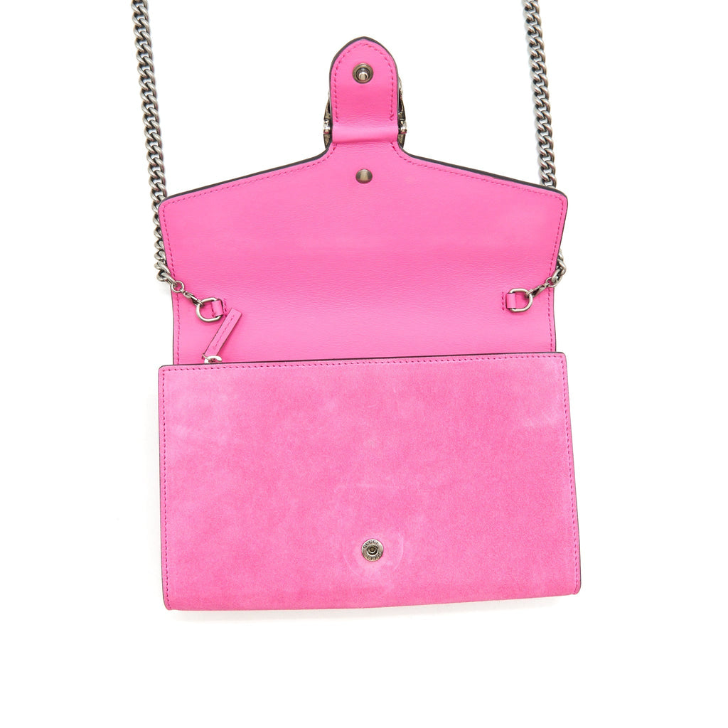 GUCCI DIONYSUS MINI CHAIN BAG SUEDE PINK SHW