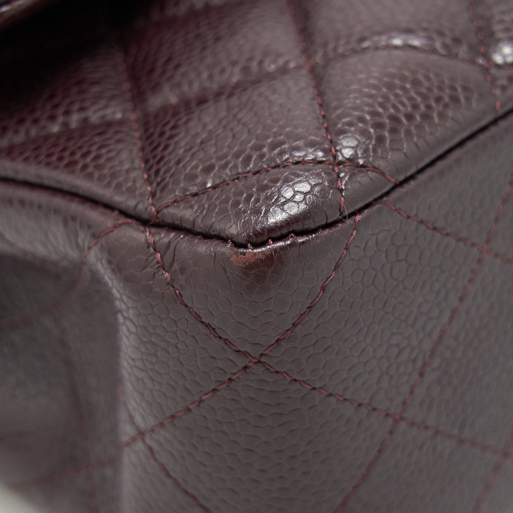 CHANEL MEDIUM CLASSIC DOUBLE FLAP BAG CAVIAR BURGUNDY SHW