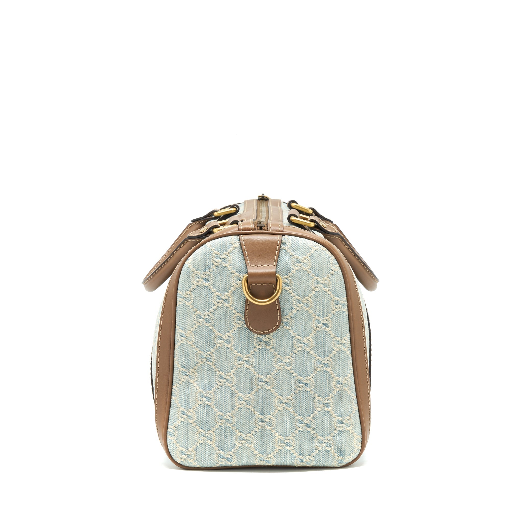 GUCCI GG DENIM BOSTON BAG WITH CROSS BODY STRAP