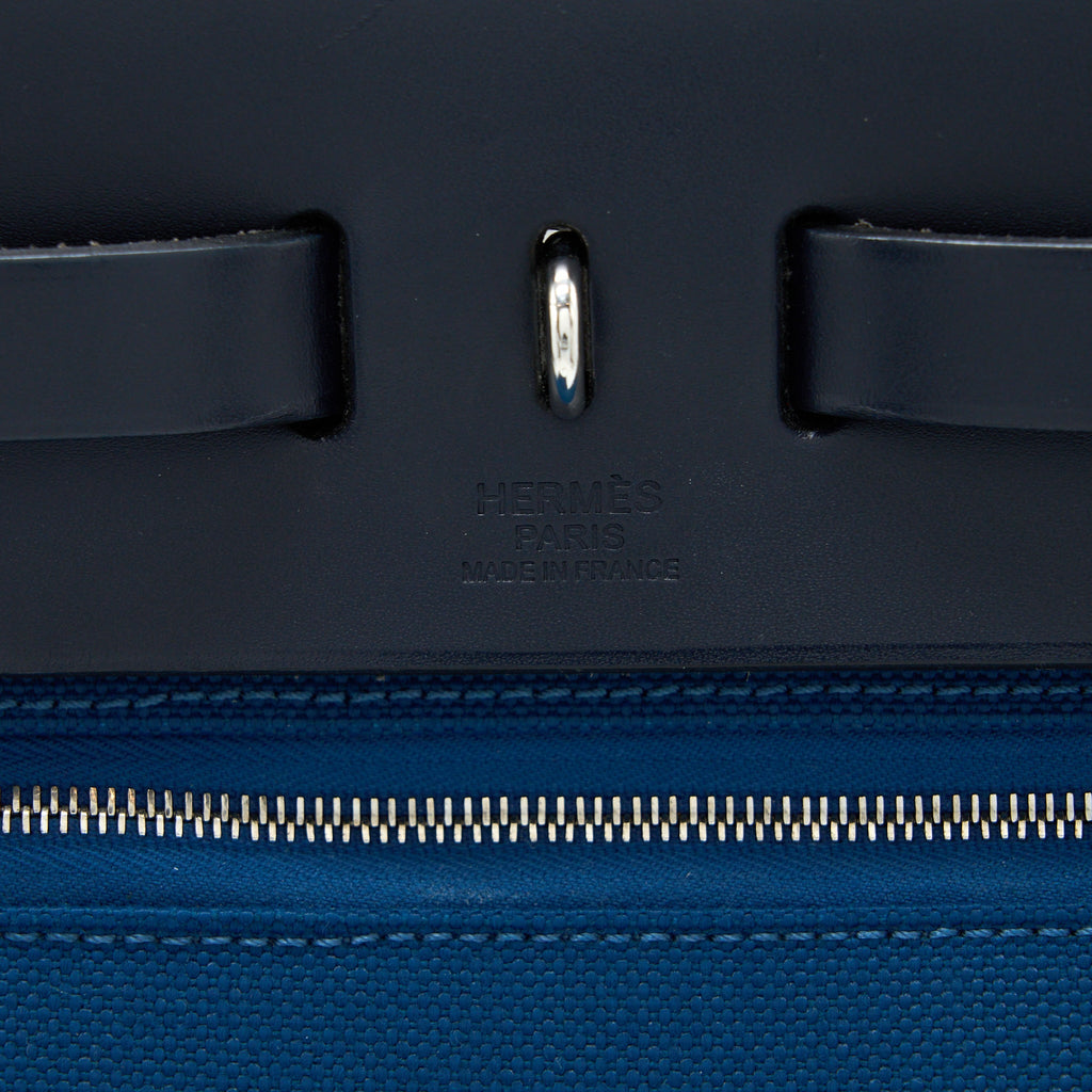 HERMES HERBAG ZIP 31 BAG CANVAS DARK BLUE SHW