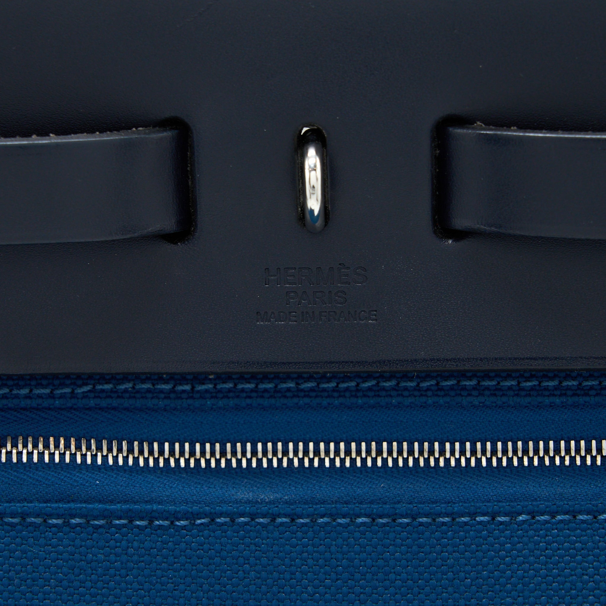 HERMES HERBAG ZIP 31 BAG CANVAS DARK BLUE SHW