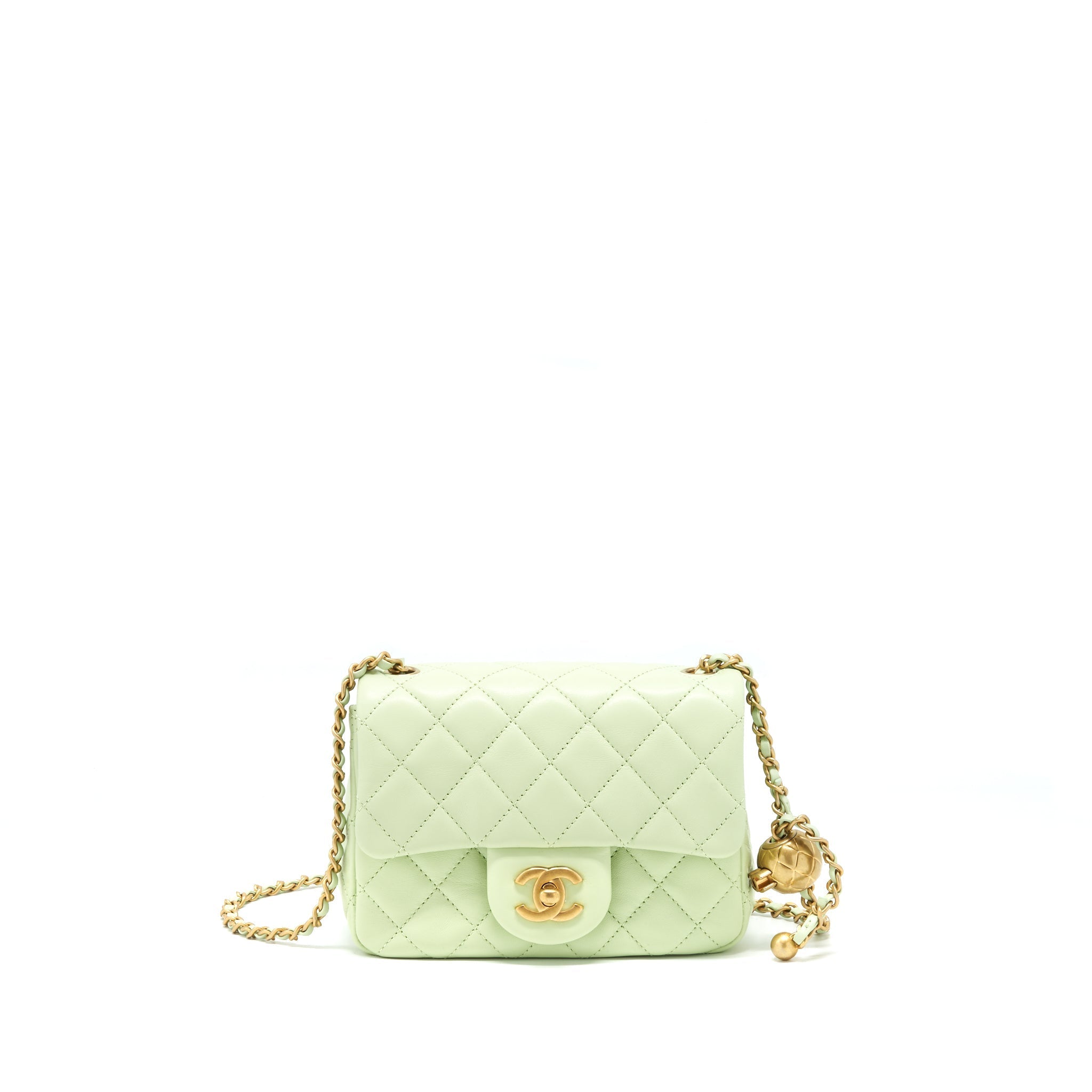 CHANEL 22C PEARL CRUSH MINI SQUARE FLAP BAG LIGHT GREEN