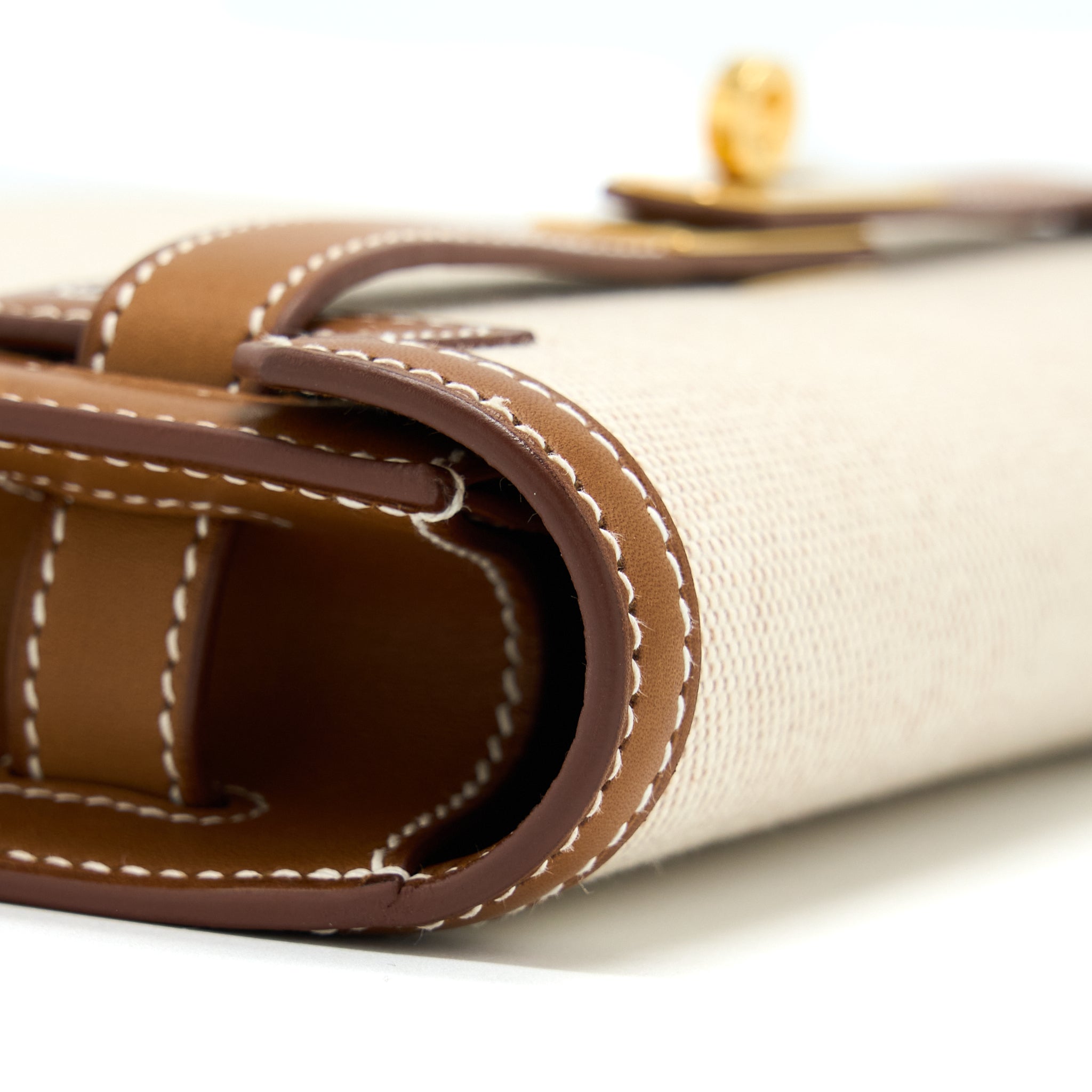 HERMES POCHETTE KELLY DEPECHES 25 CANVAS AND BARENIA, ECRU/ BEIGE / FAUVE GHW