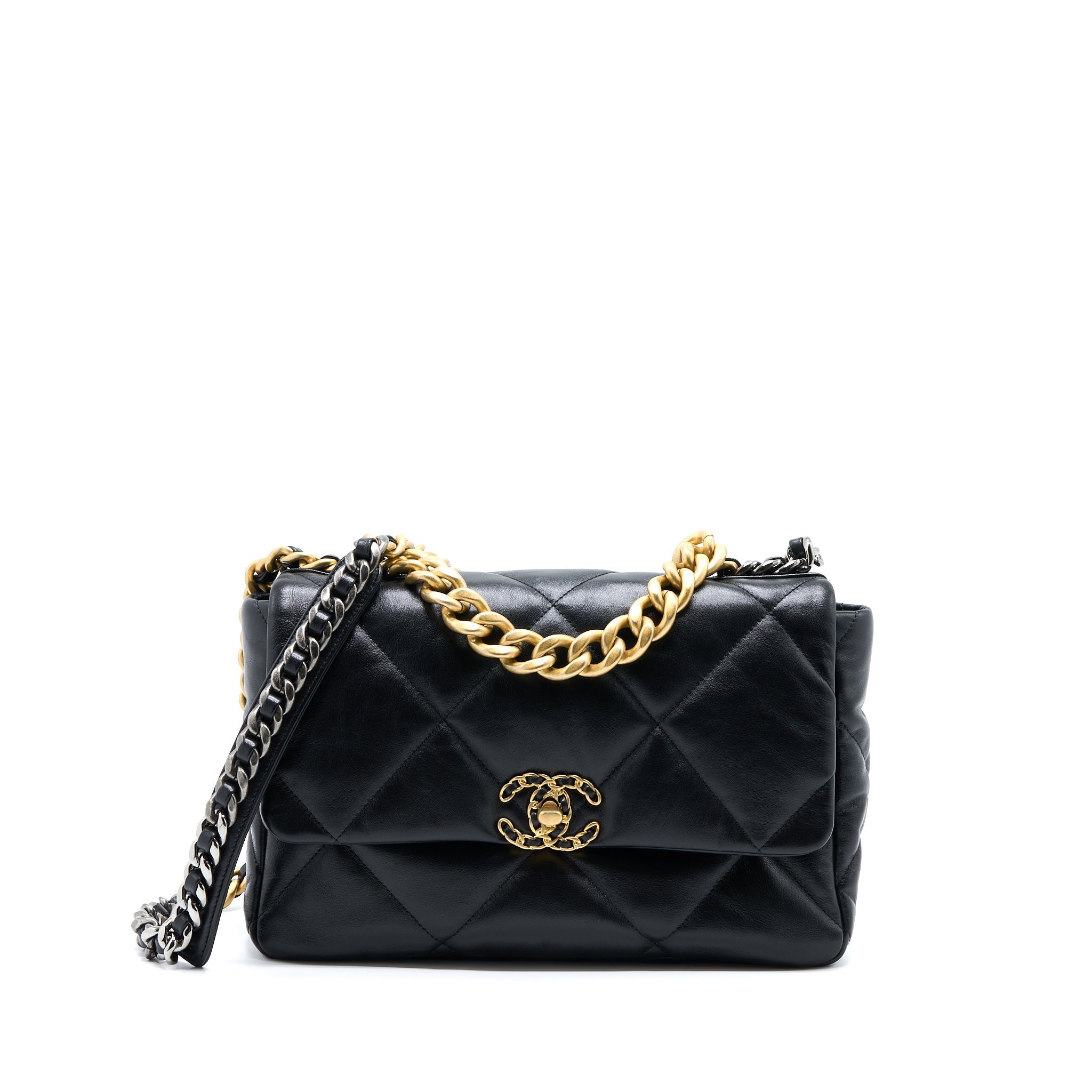 CHANEL MEDIUM 19 BAG GOATSKIN BLACK MULTICOLOUR HARDWARE