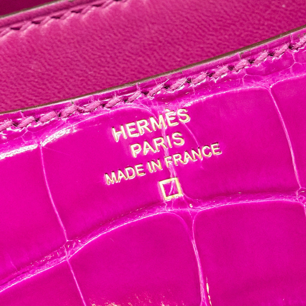HERMES MINI CONSTANCE SHINY ALLIGATOR MISSIPPIENS J5 ROSE SHEHERARADEZ GHW
