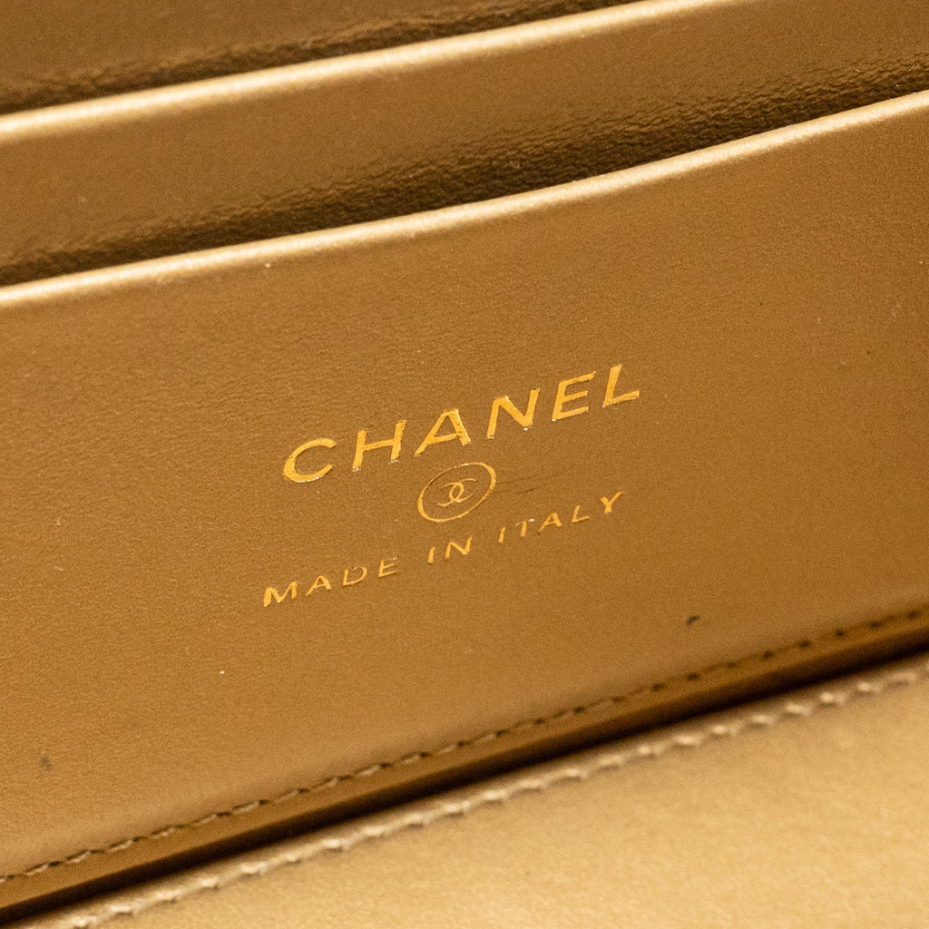 CHANEL PEARL CRUSH LONG VANITY WITH CHAIN LAMBSKIN BLACK GHW