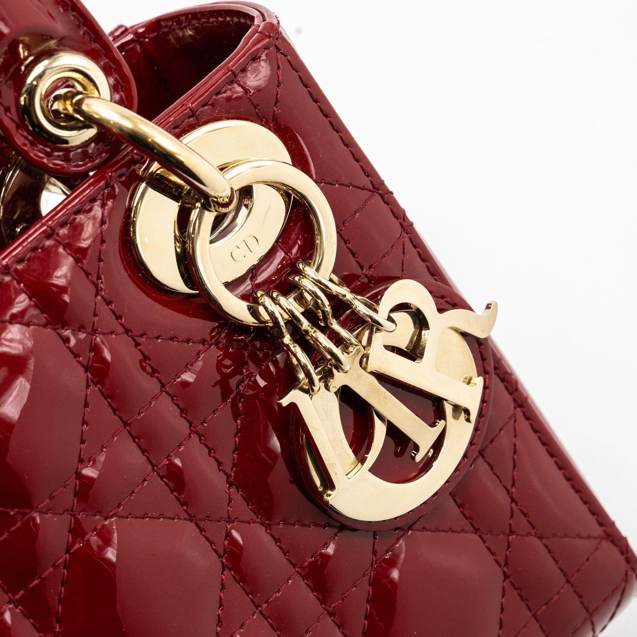 DIOR MINI LADY DIOR PATENT RED LGHW