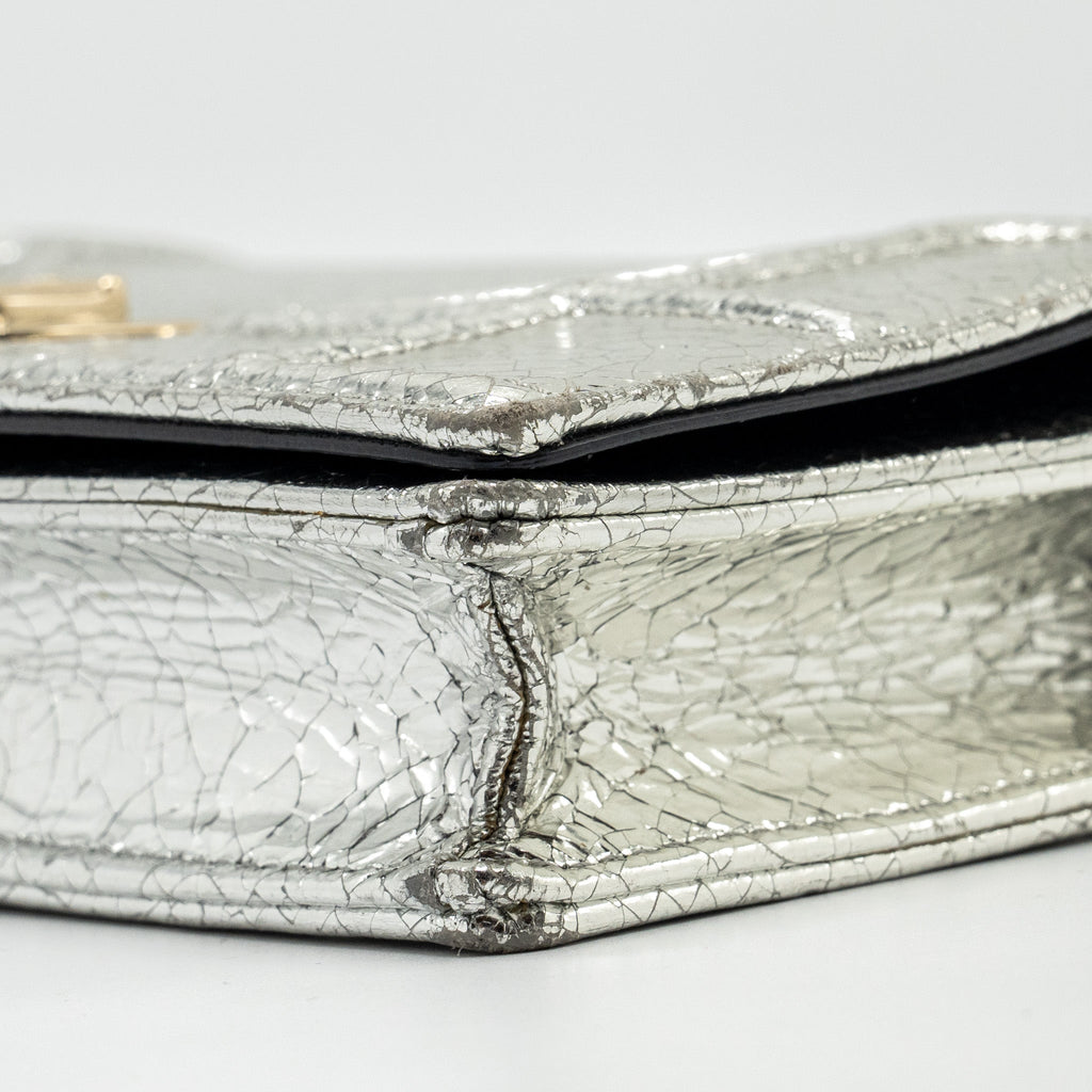 DIOR MINI DIORAMA BAG LEATHER METALLIC SILVER LGHW