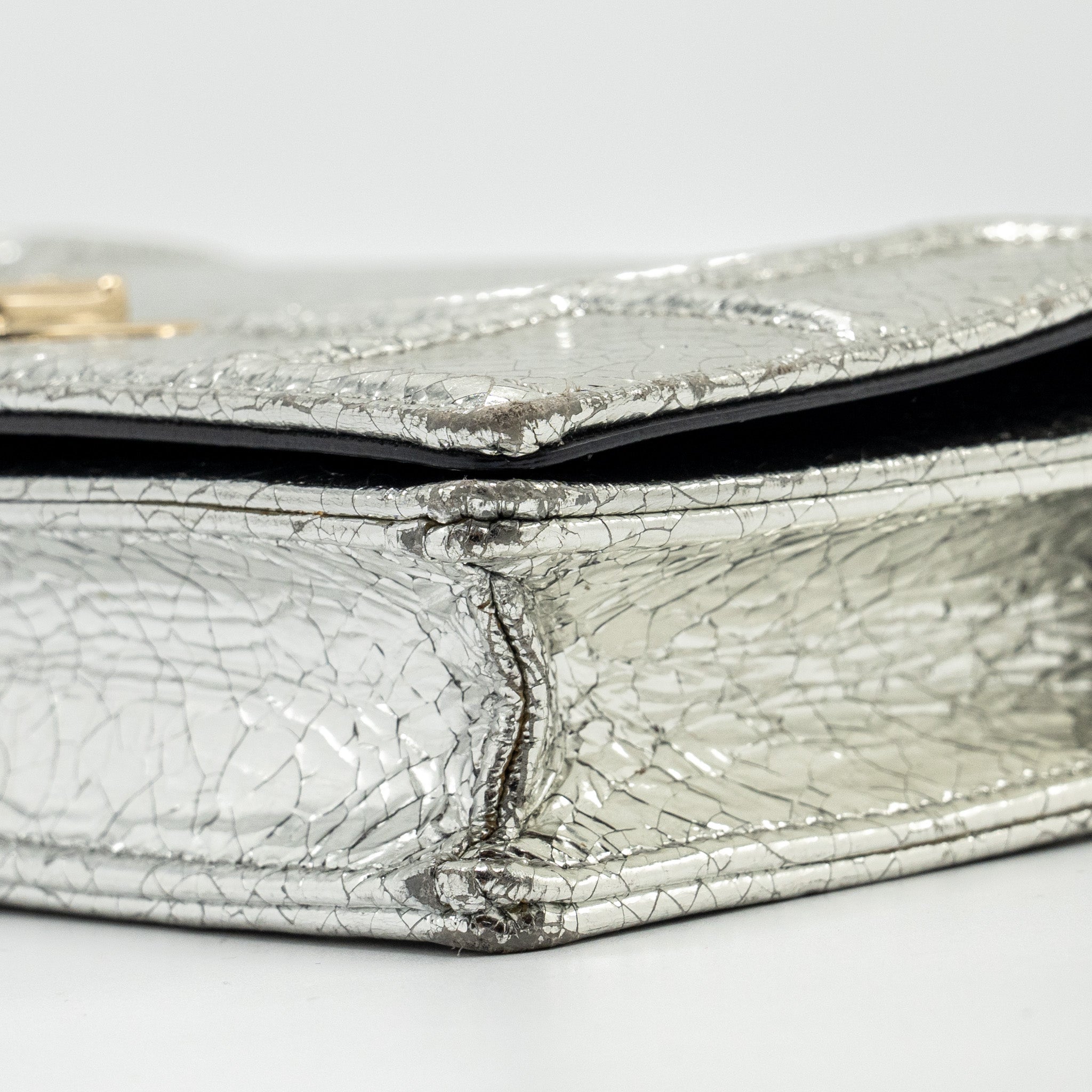 DIOR MINI DIORAMA BAG LEATHER METALLIC SILVER LGHW