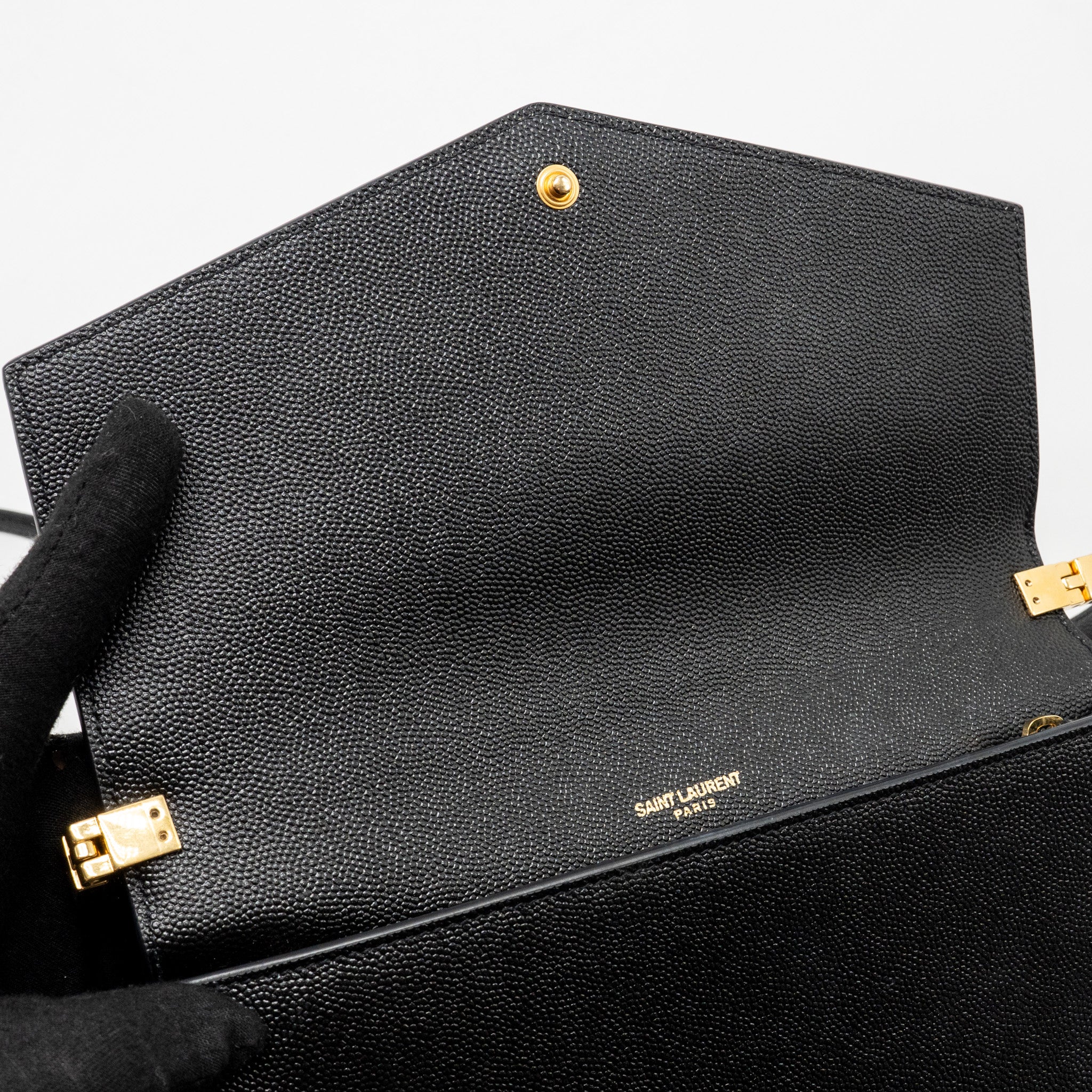 SAINT LAURENT/YSL MINI UPTOWN CROSSBODY BAG CALFSKIN BLACK GHW