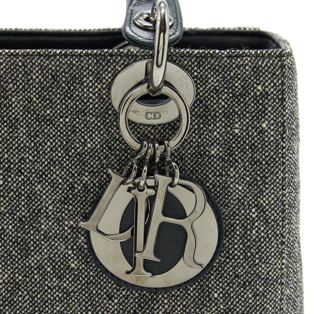 DIOR LADY DIOR MEDIUM FABRIC DARK GREY SHW