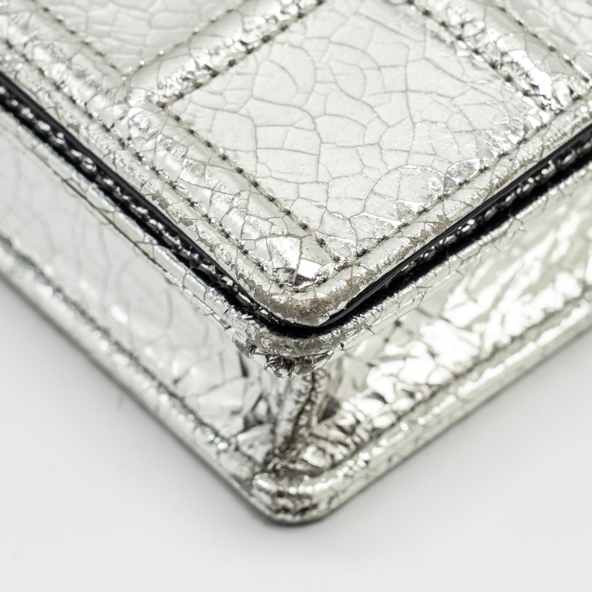 DIOR MINI DIORAMA BAG LEATHER METALLIC SILVER LGHW