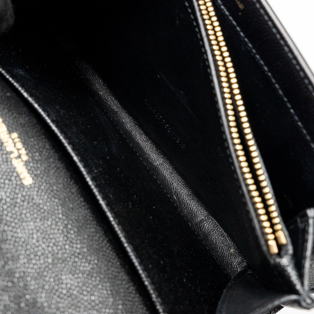 SAINT LAURENT/YSL MINI UPTOWN CROSSBODY BAG CALFSKIN BLACK GHW