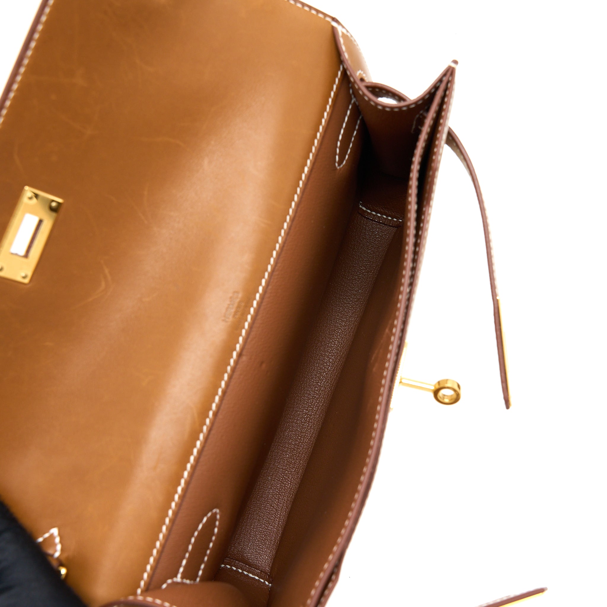 HERMES POCHETTE KELLY DEPECHES 25 CANVAS / BARENIA ECRU BEIGE / FAUVE GHW