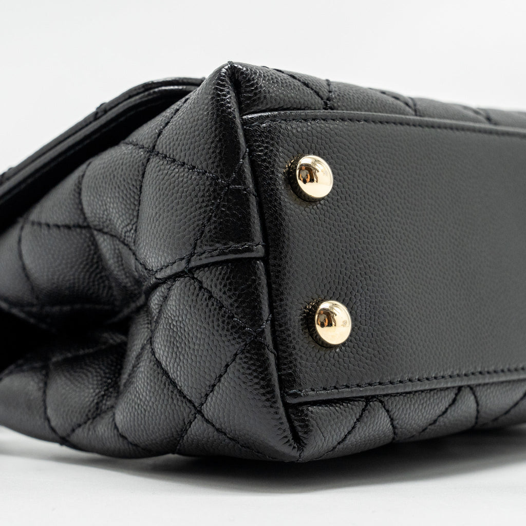 CHANEL MINI COCO HANDLE CAVIAR BLACK LGHW (MICROCHIP)