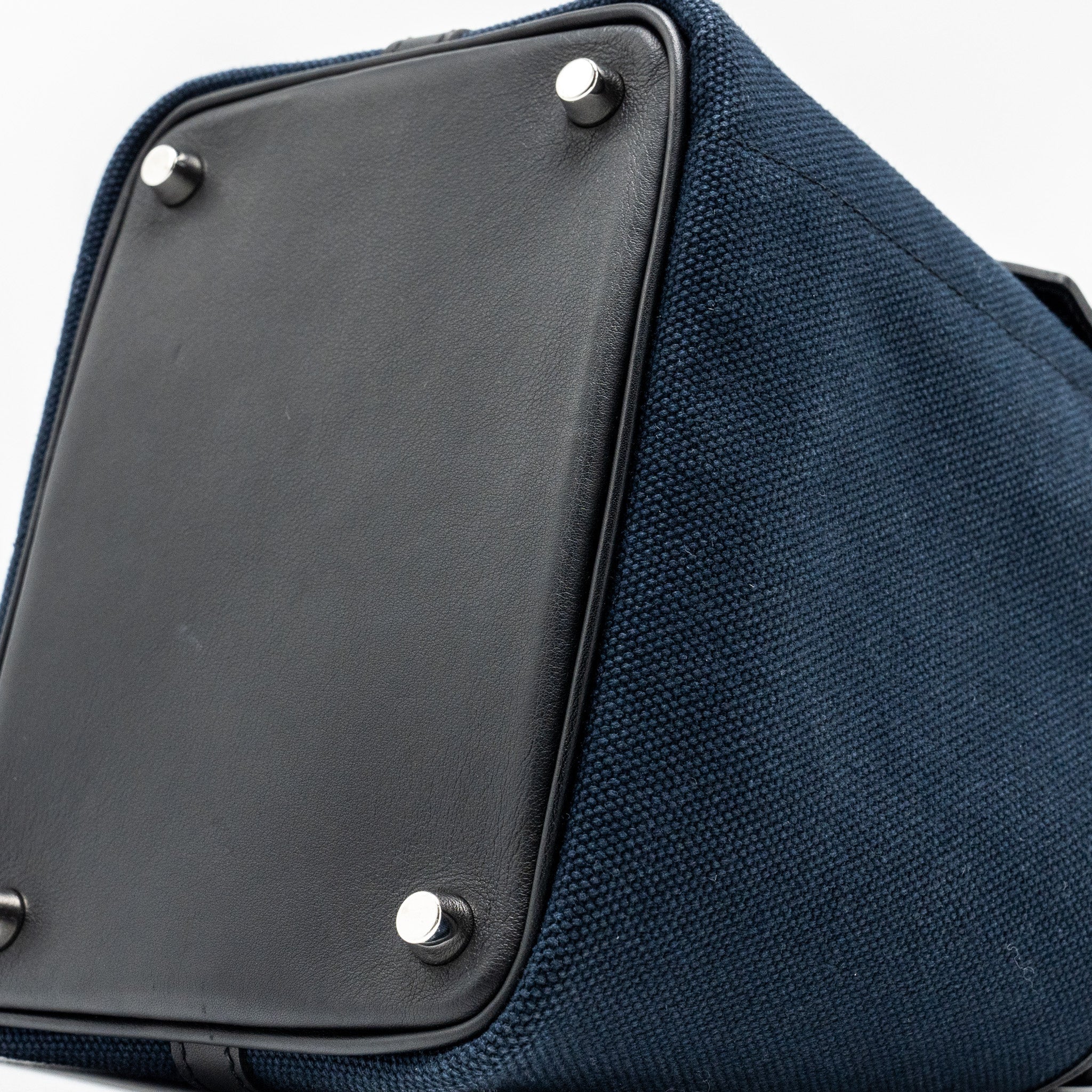 HERMES PICOTIN CARGO 18 LOCK BAG CANVAS/SWIFT BLUE MARINE/BLACK SHW