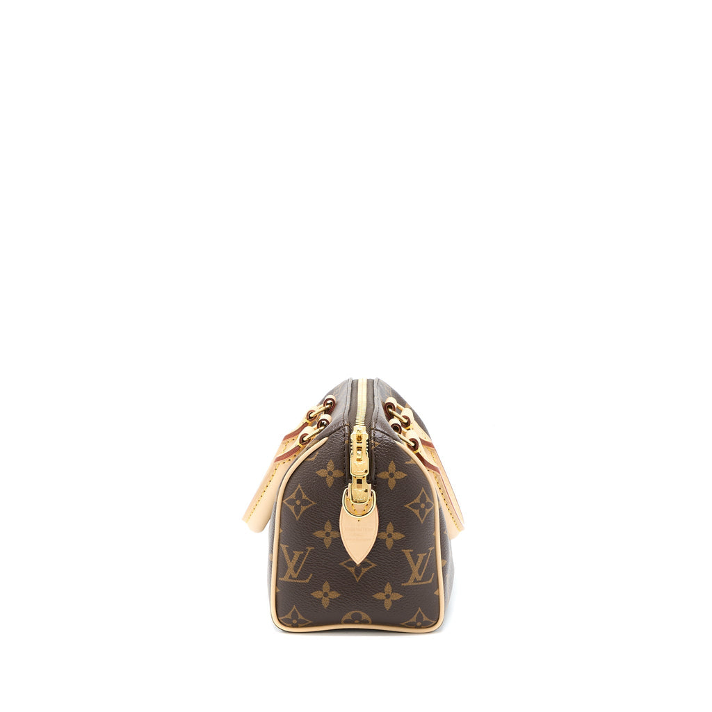 LOUIS VUITTON SPEEDY BANDOULIERE 20 MONOGRAM CANVAS BLACK STRAP