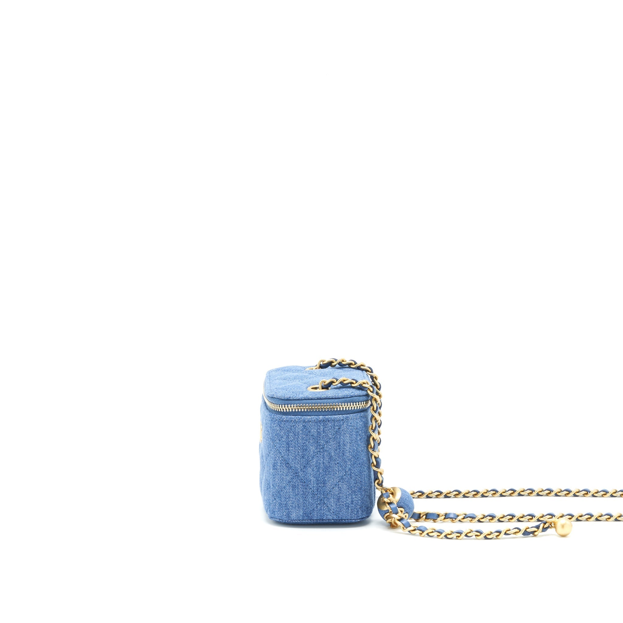 CHANEL 22C PEARL CRUSH DENIM MINI VANITY WITH CHAIN