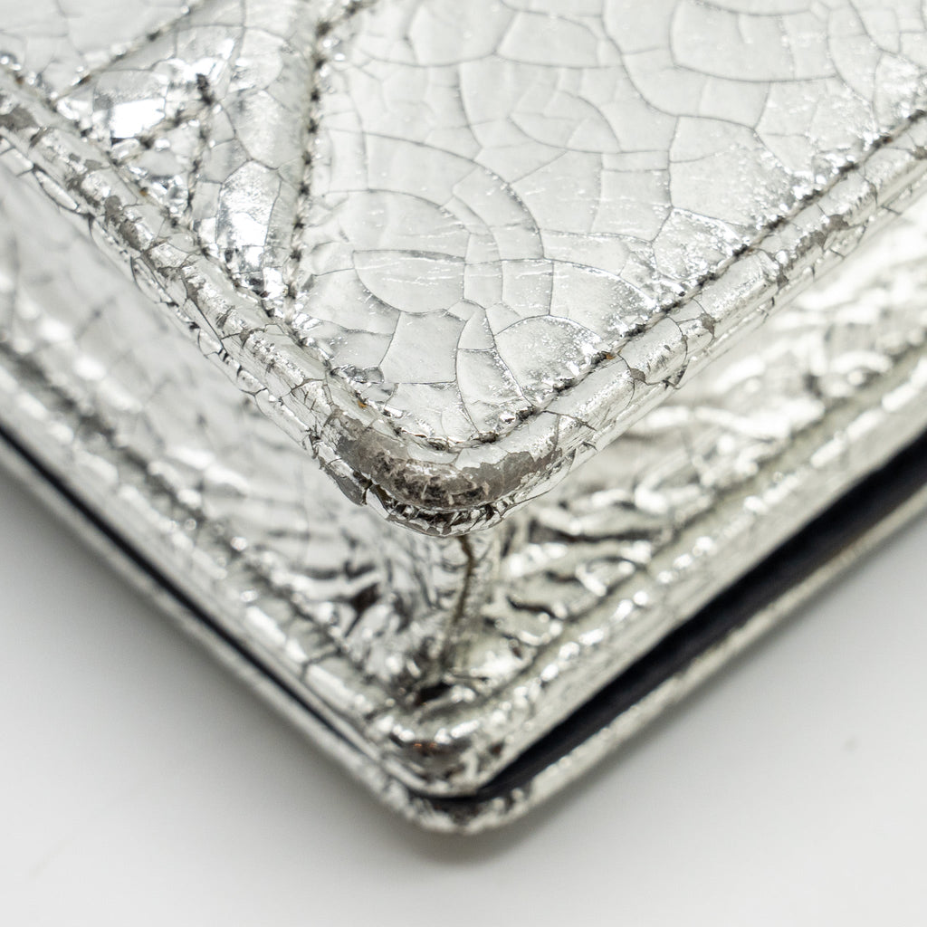 DIOR MINI DIORAMA BAG LEATHER METALLIC SILVER LGHW
