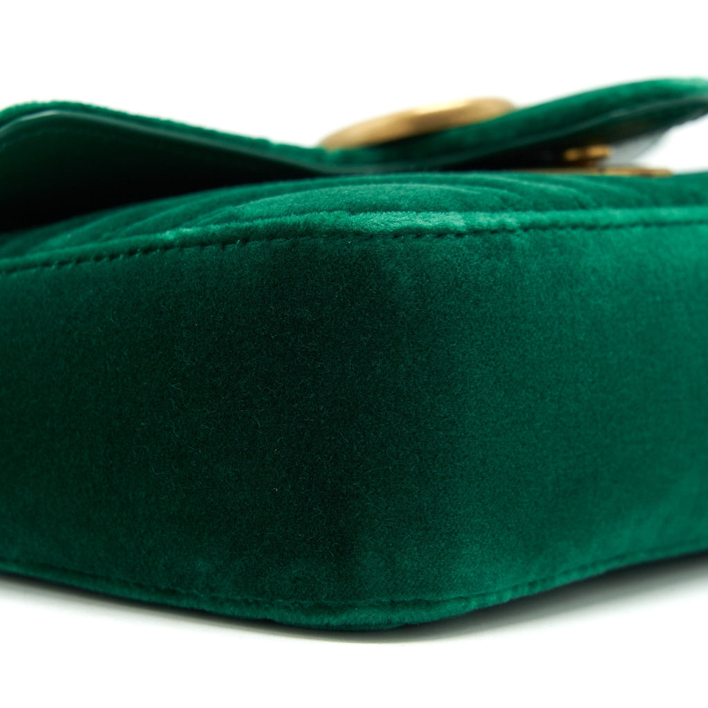 GUCCI MINI MARMONT BAG VELVET GREEN GHW