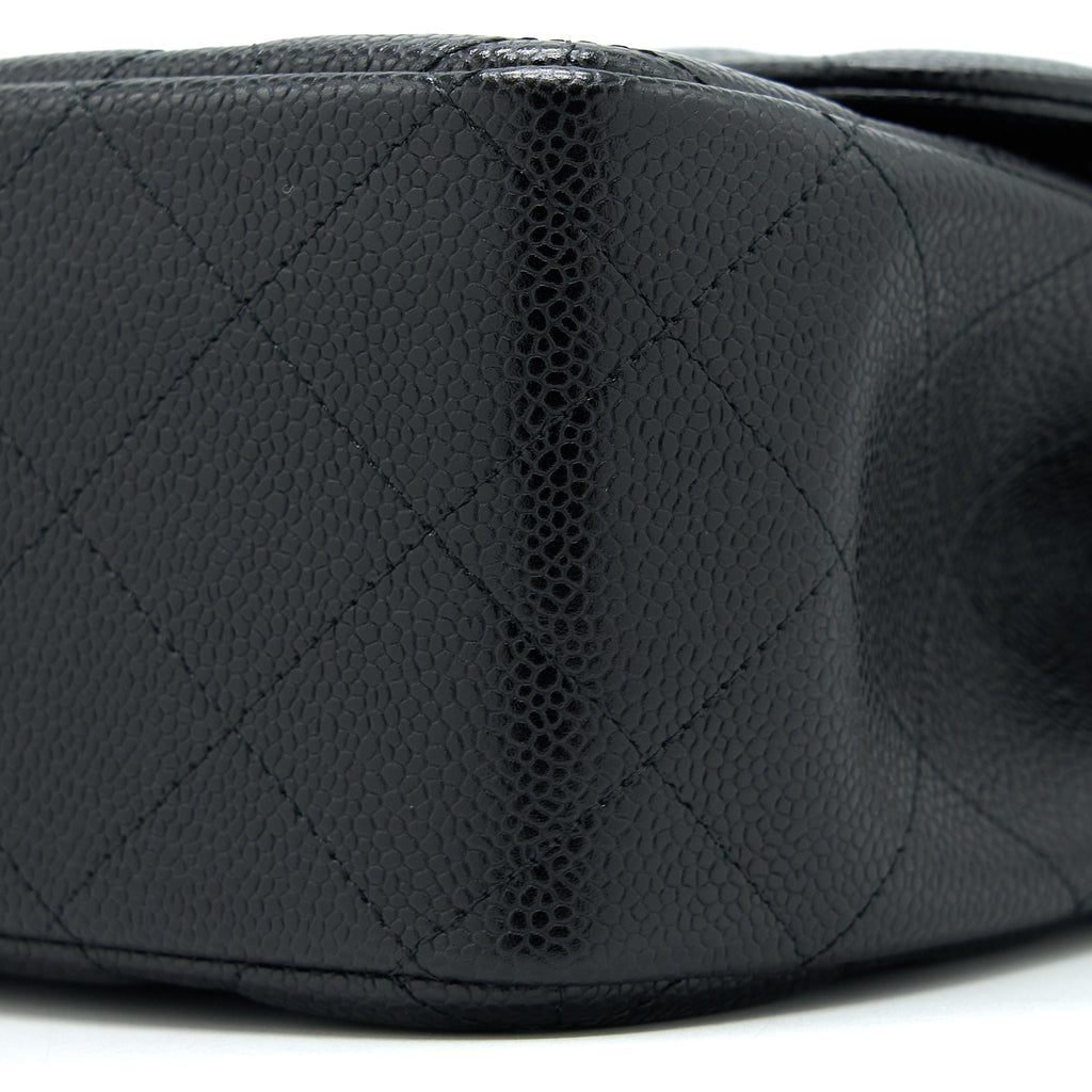 CHANEL JUMBO CLASSIC DOUBLE FLAP BAG CAVIAR BLACK SHW