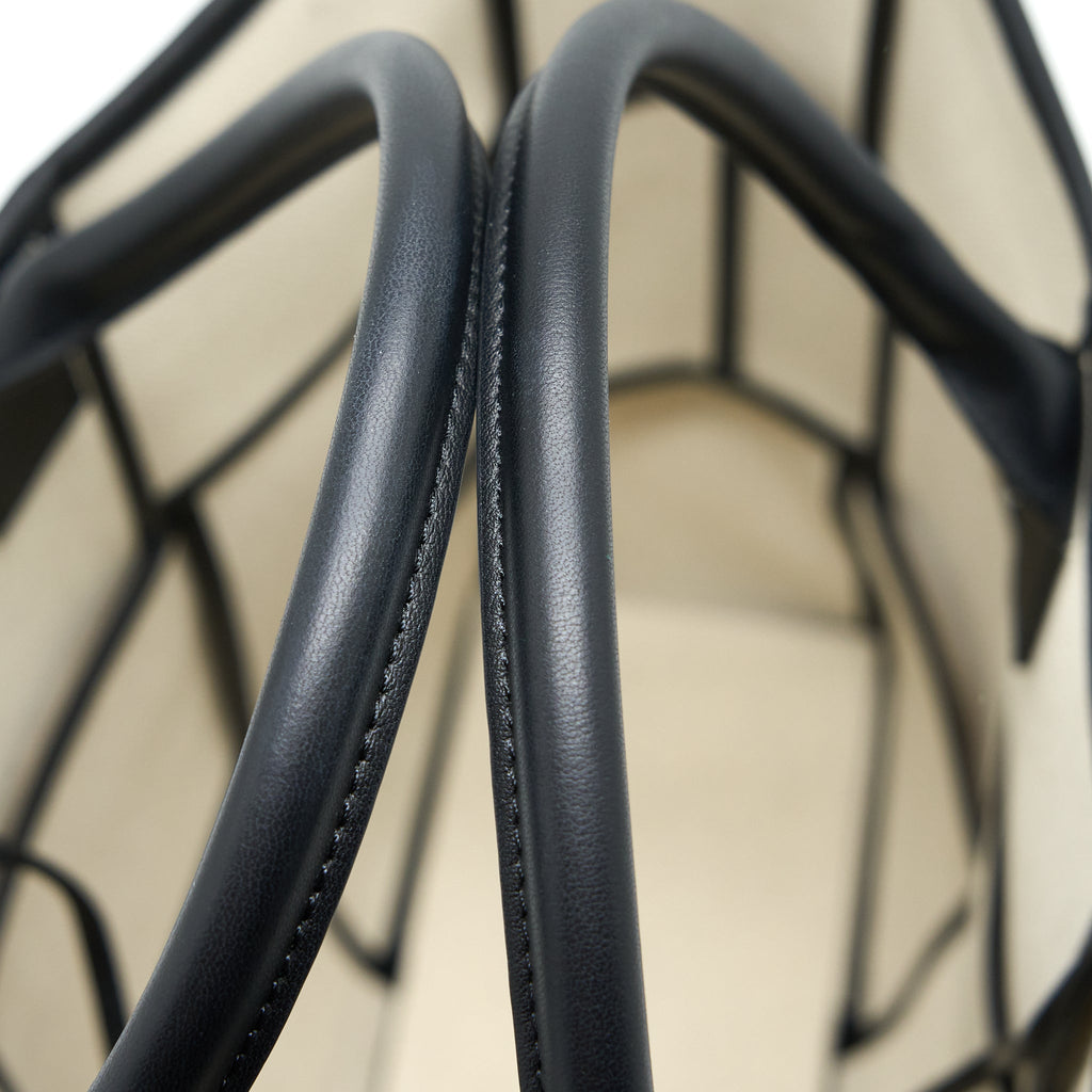 BOTTEGA VENETA LARGE ARCO TOTE CANVAS NATURAL / BLACK