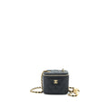 CHANEL 22C PEARL CRUSH MINI VANITY WITH CHAIN LAMBSKIN BLACK GHW