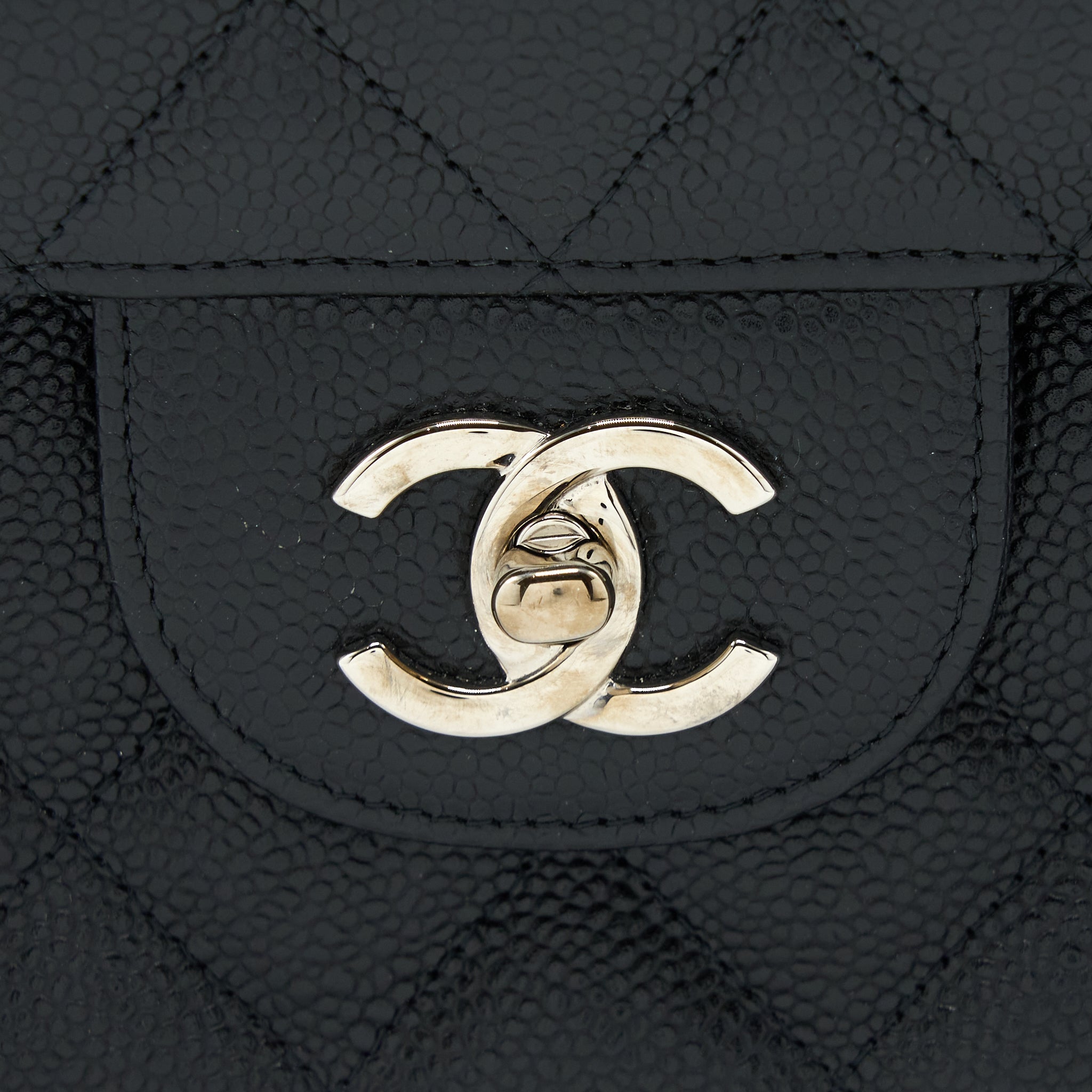 CHANEL JUMBO CLASSIC DOUBLE FLAP BAG CAVIAR BLACK SHW