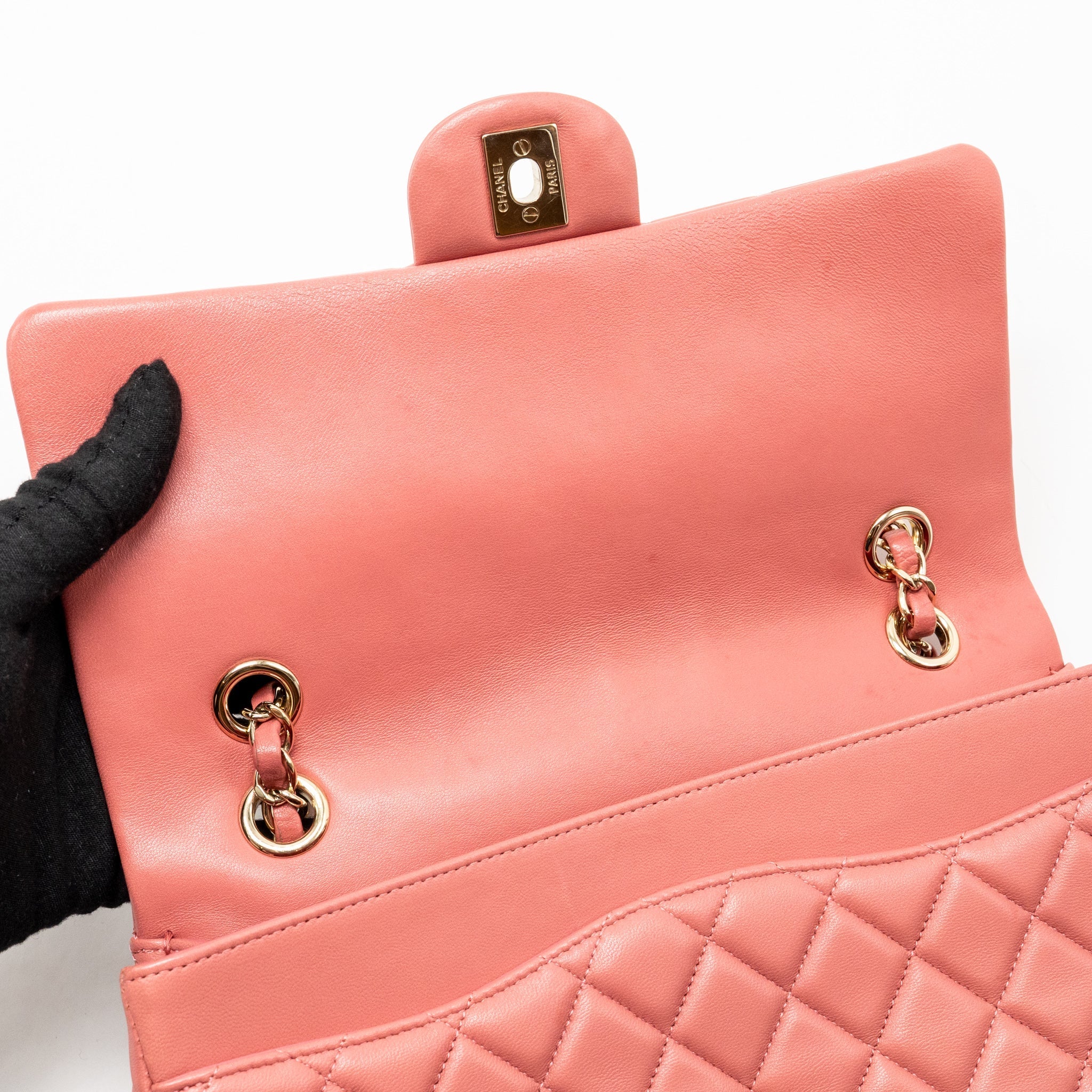 CHANEL CHARM CHAIN QUILTED FLAP BAG LAMBSKIN PINK LGHW